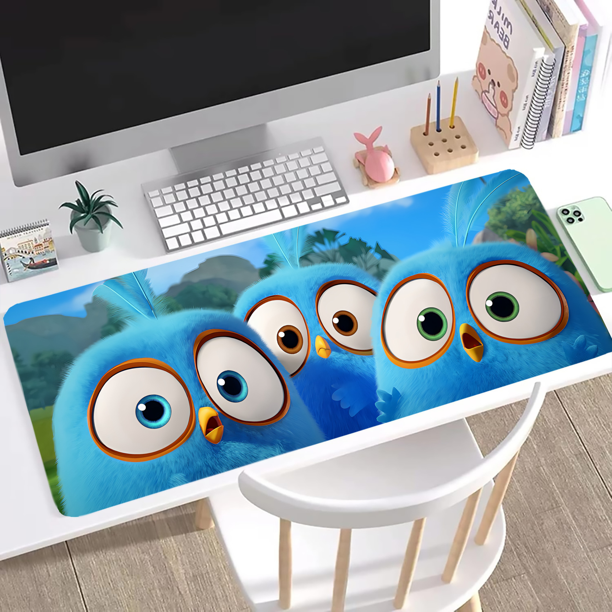 （画像用） Angry Birds アングリーバード ステッチ加工 大判デスクマット／滑り止めマウスパッド