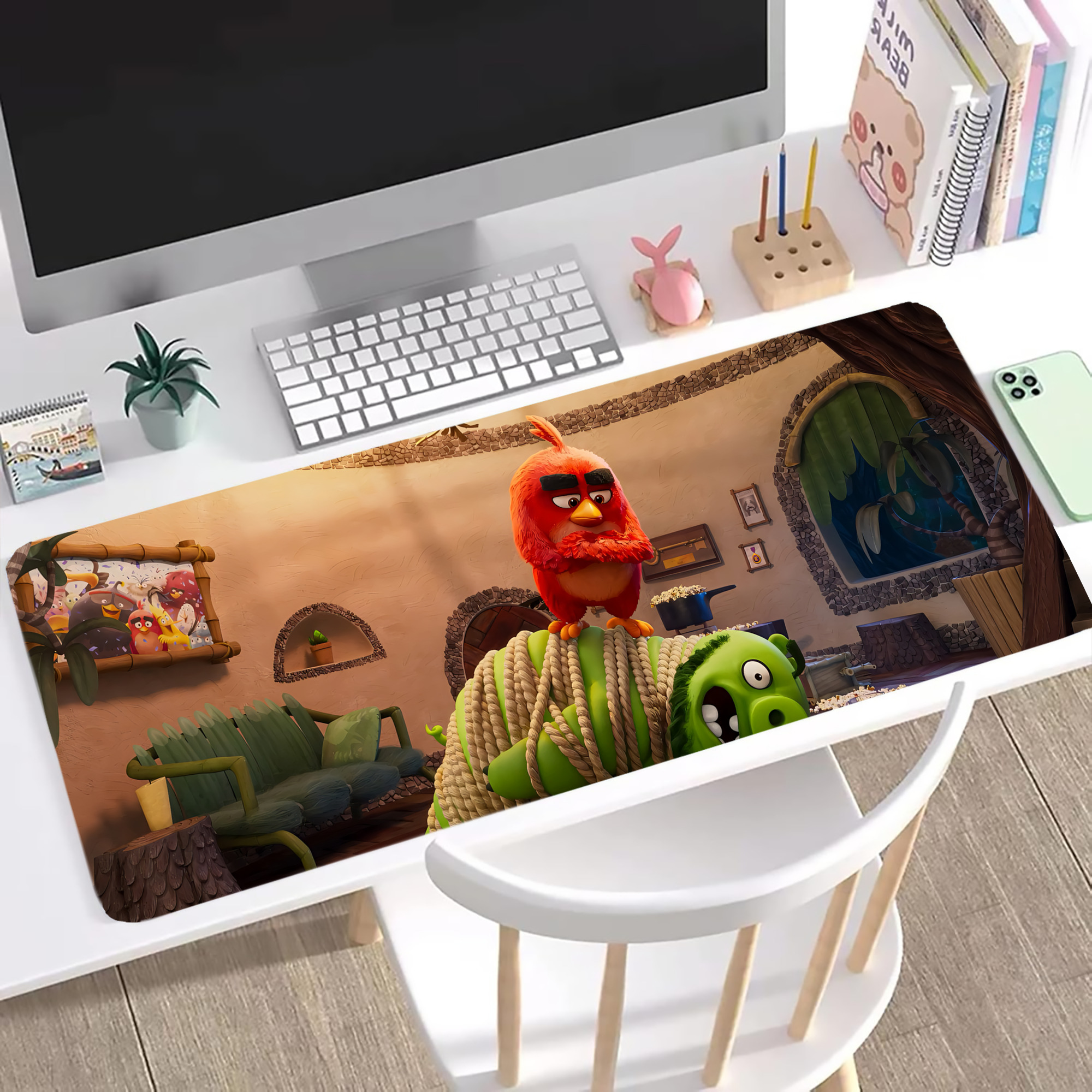 （画像用） Angry Birds アングリーバード ステッチ加工 大判デスクマット／滑り止めマウスパッド