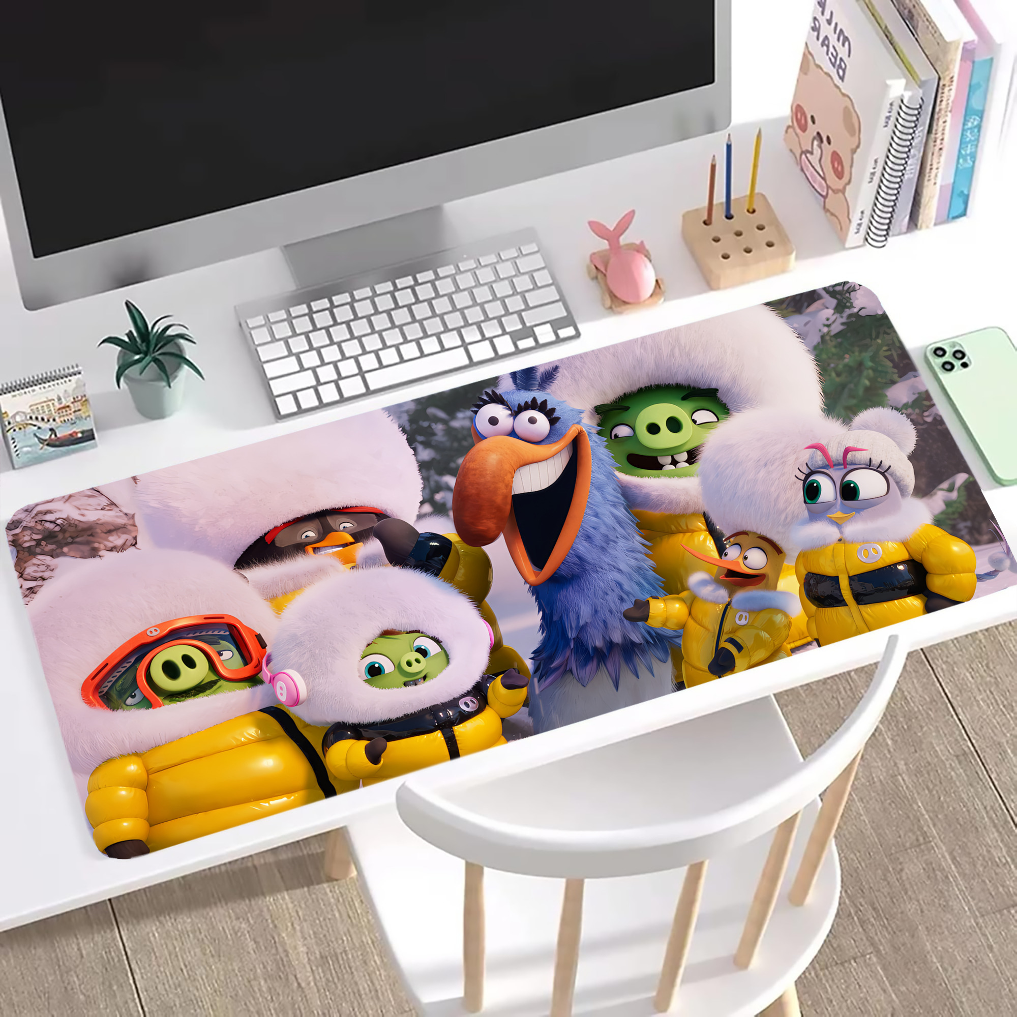 （画像用） Angry Birds アングリーバード ステッチ加工 大判デスクマット／滑り止めマウスパッド