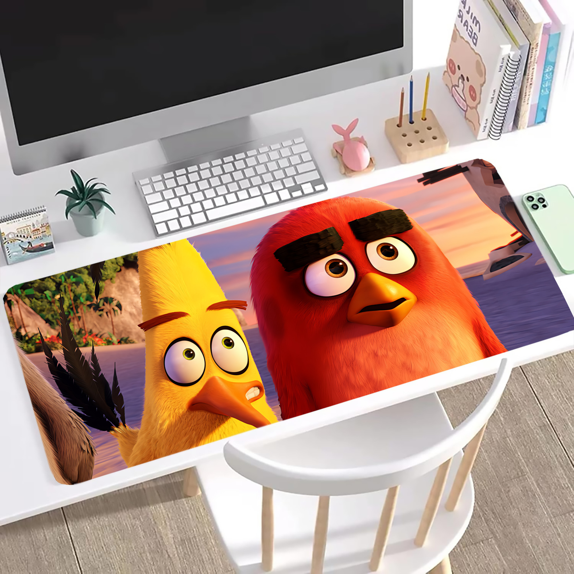 （画像用） Angry Birds アングリーバード ステッチ加工 大判デスクマット／滑り止めマウスパッド