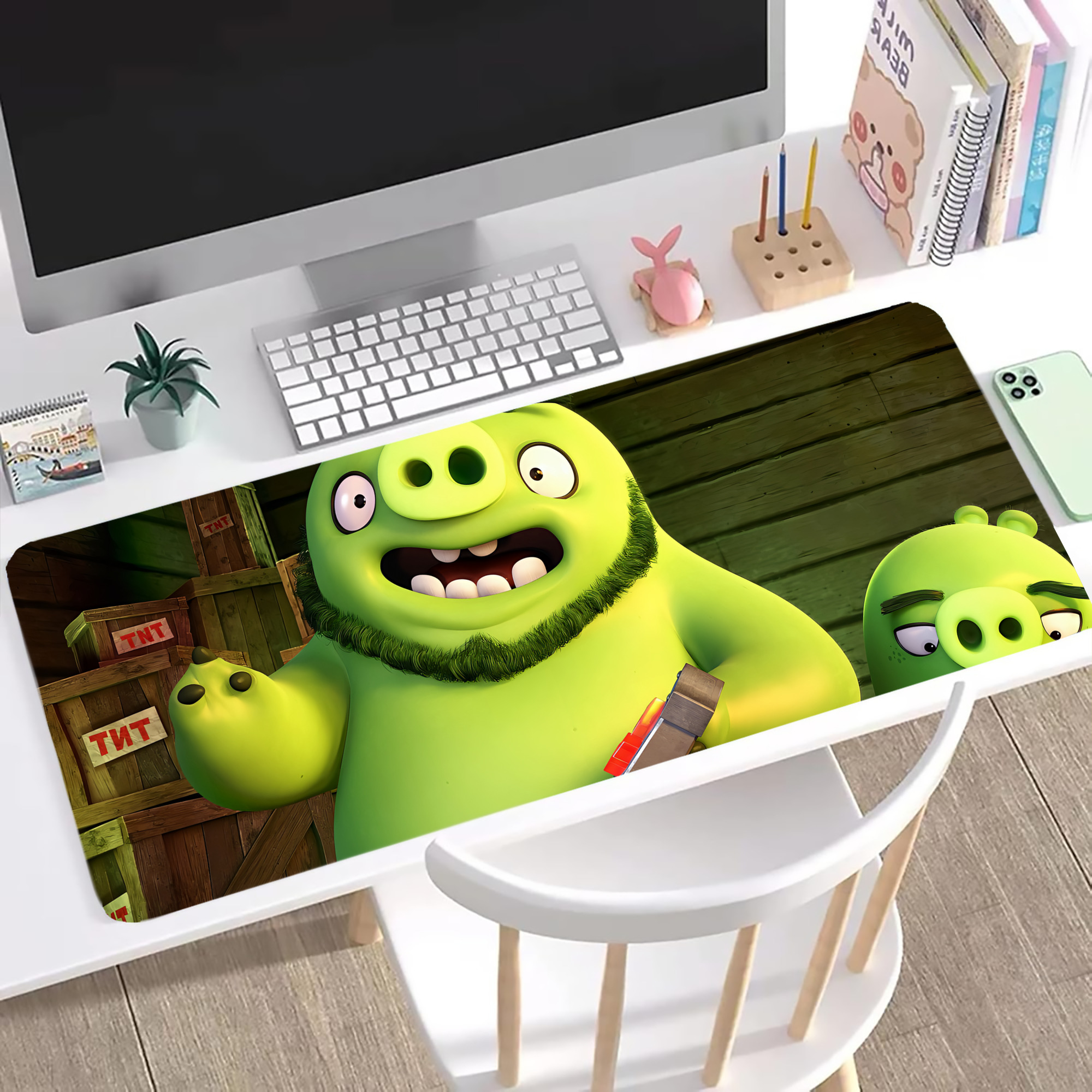 （画像用） Angry Birds アングリーバード ステッチ加工 大判デスクマット／滑り止めマウスパッド