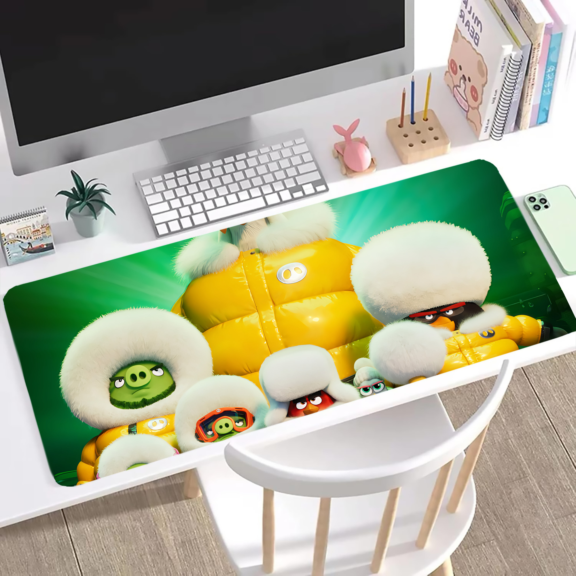 （画像用） Angry Birds アングリーバード ステッチ加工 大判デスクマット／滑り止めマウスパッド