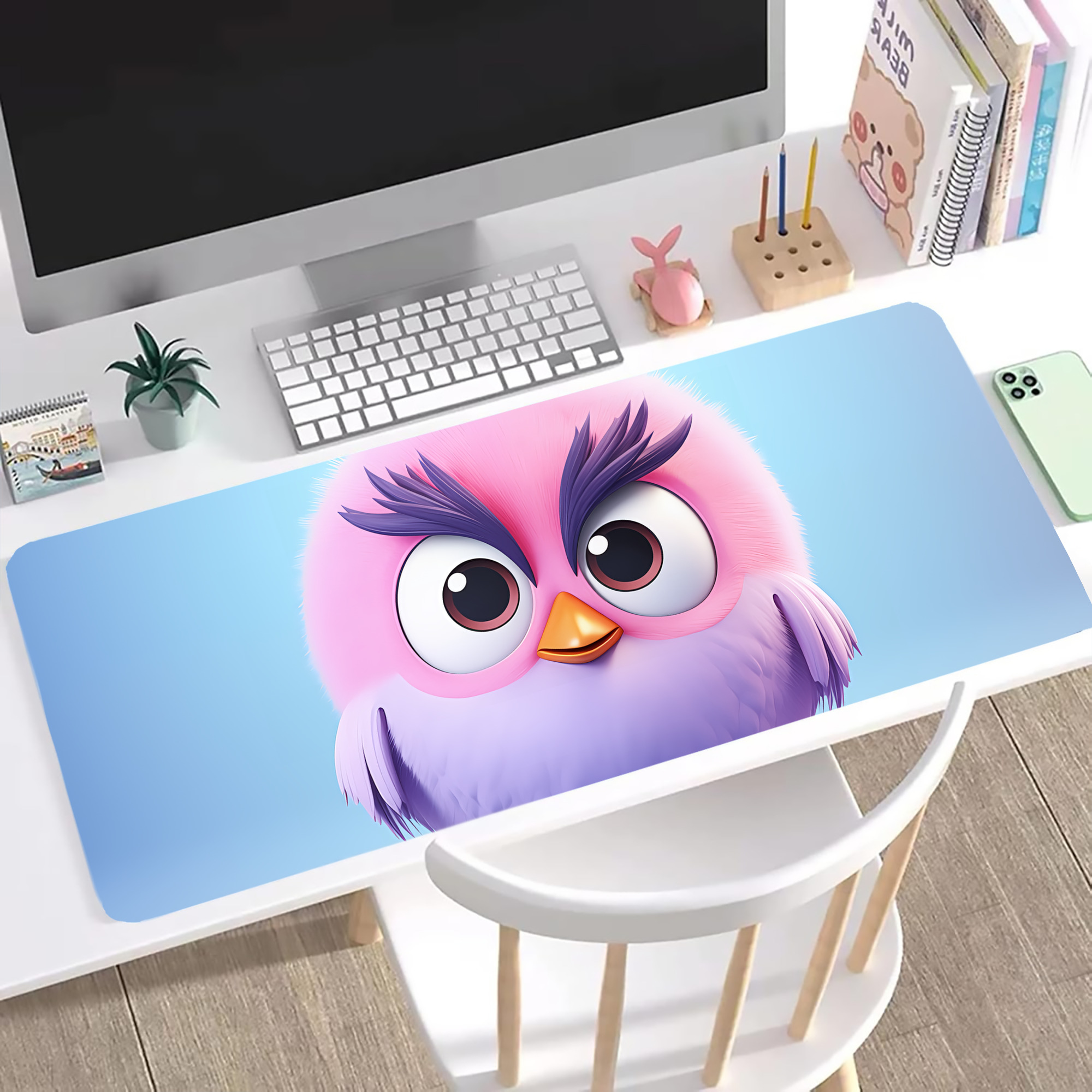 （画像用） Angry Birds アングリーバード ステッチ加工 大判デスクマット／滑り止めマウスパッド