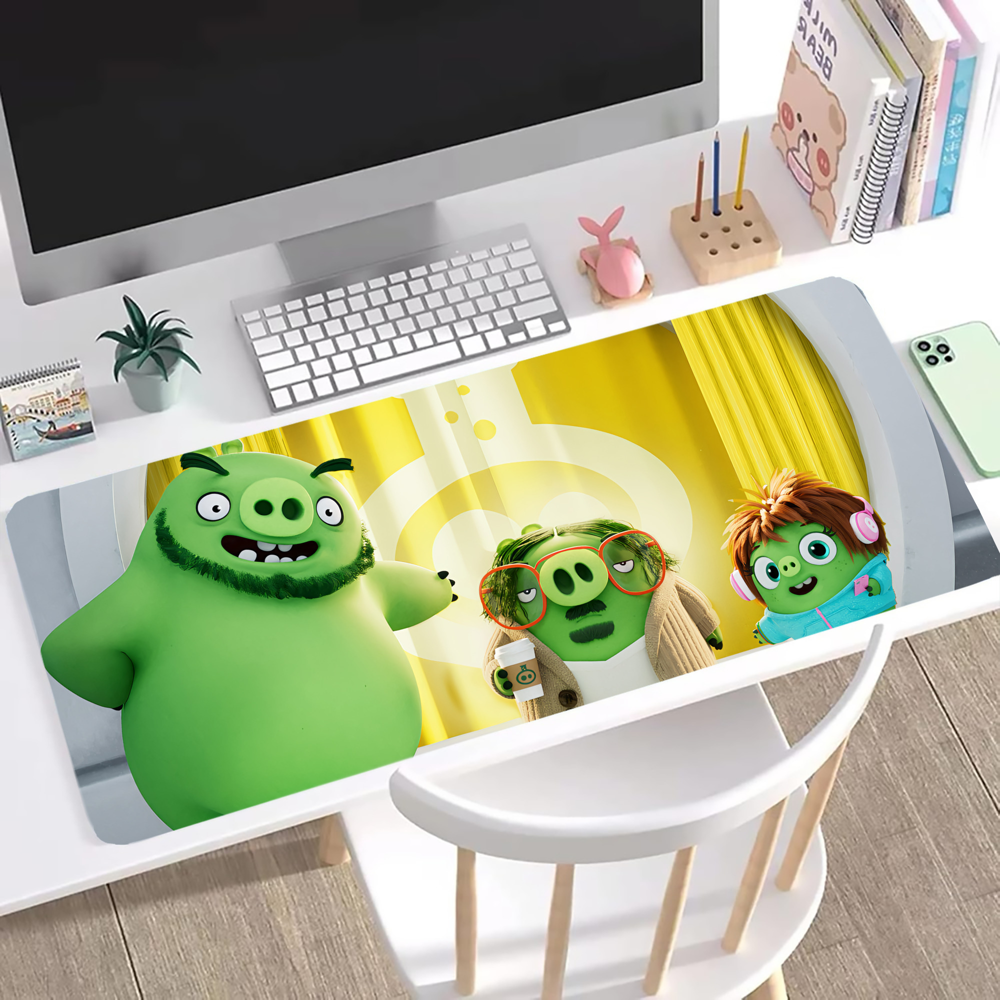 （画像用） Angry Birds アングリーバード ステッチ加工 大判デスクマット／滑り止めマウスパッド