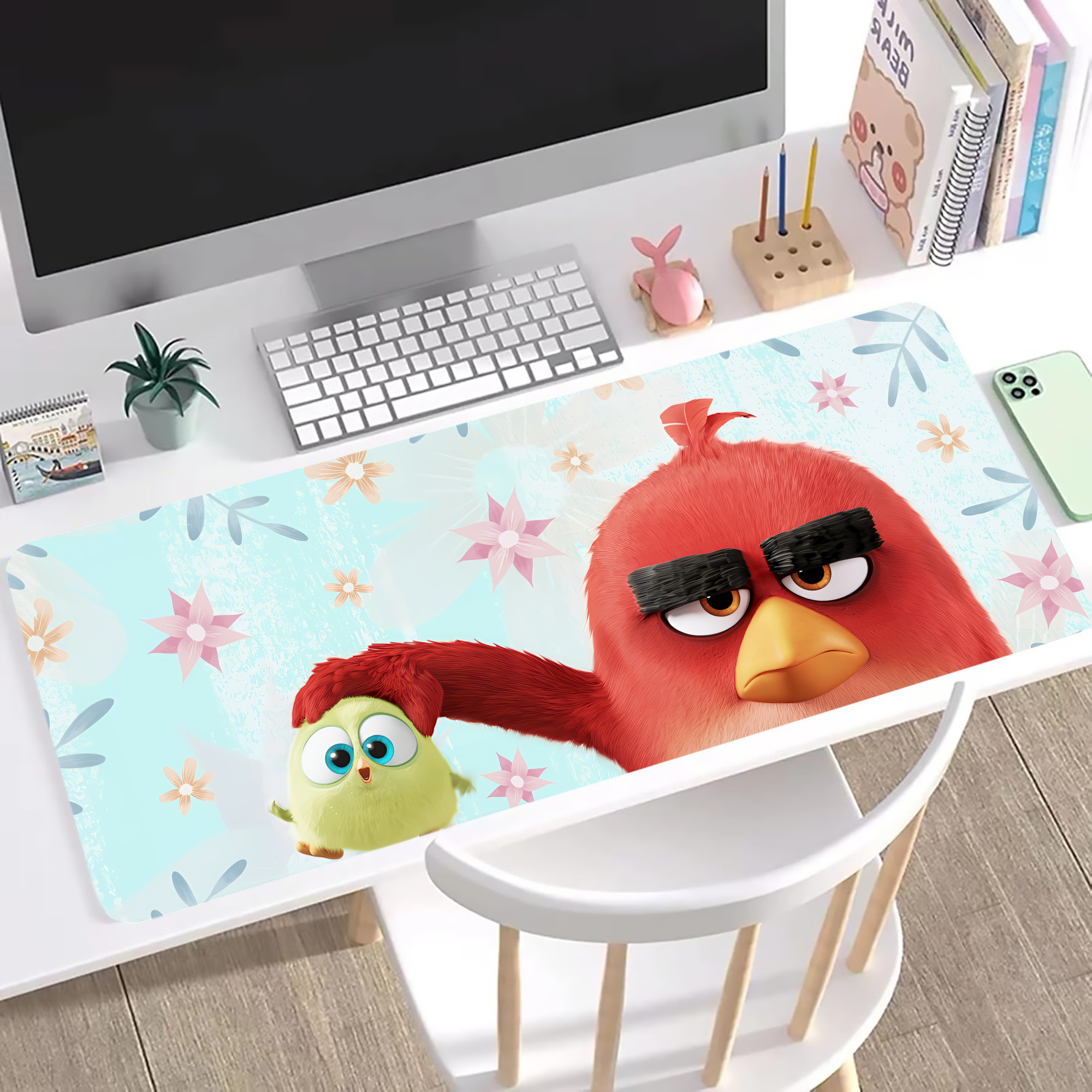 （画像用） Angry Birds アングリーバード ステッチ加工 大判デスクマット／滑り止めマウスパッド