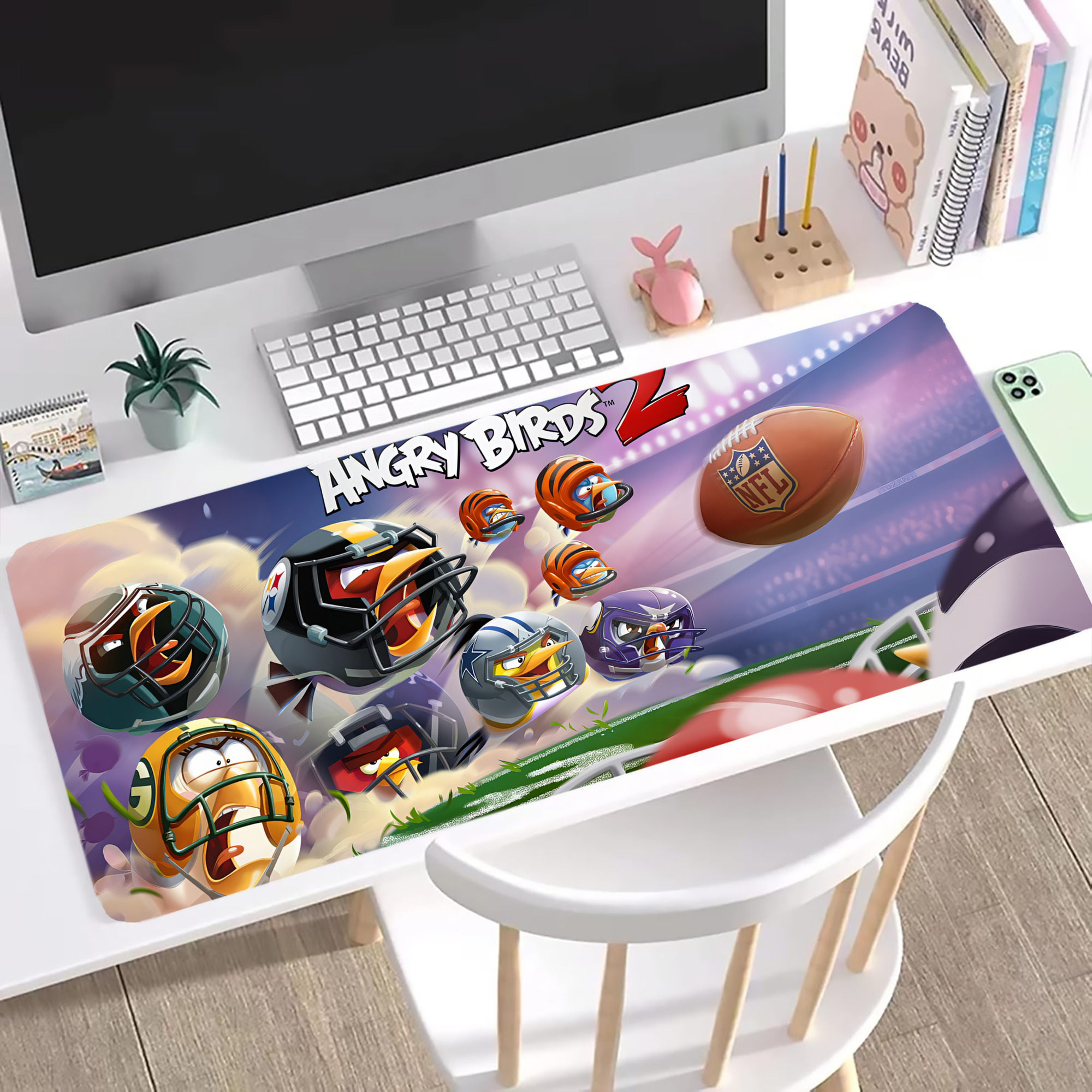 （画像用） Angry Birds アングリーバード ステッチ加工 大判デスクマット／滑り止めマウスパッド