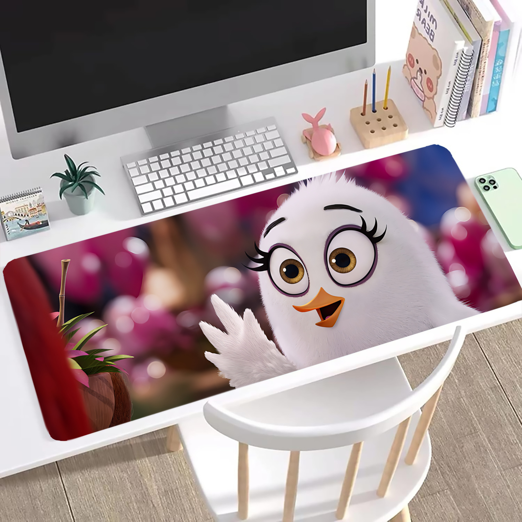 （画像用） Angry Birds アングリーバード ステッチ加工 大判デスクマット／滑り止めマウスパッド