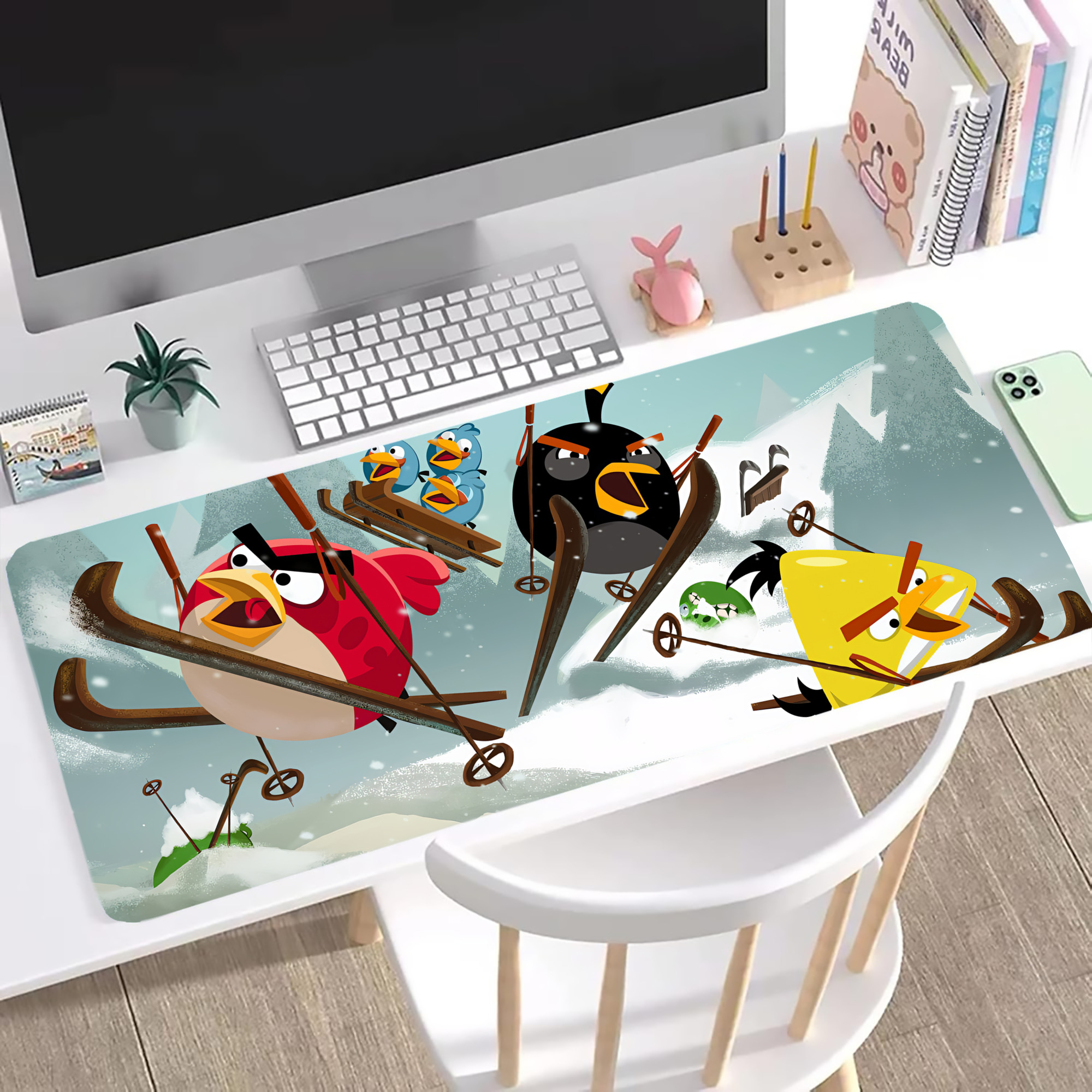 （画像用） Angry Birds アングリーバード ステッチ加工 大判デスクマット／滑り止めマウスパッド