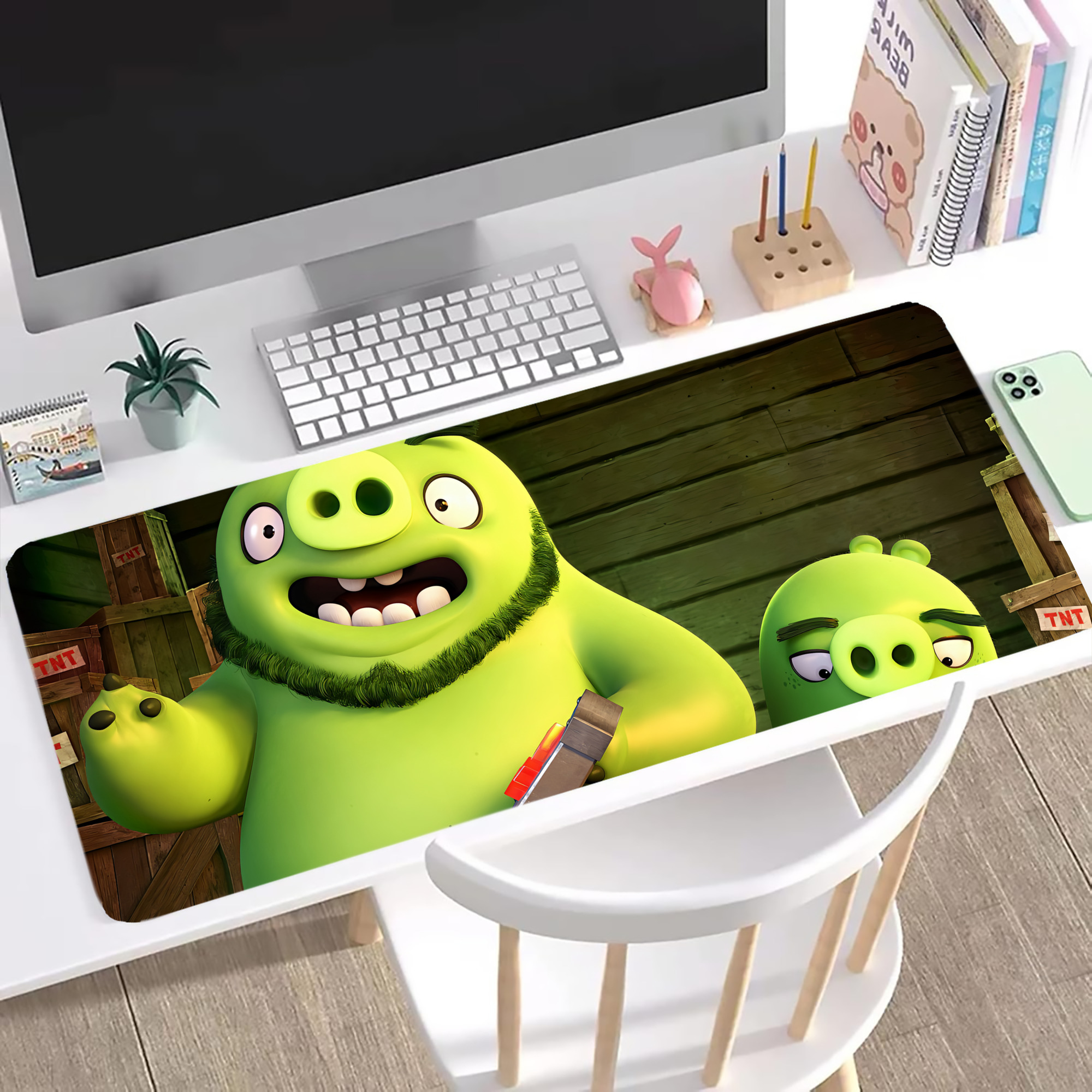 （画像用） Angry Birds アングリーバード ステッチ加工 大判デスクマット／滑り止めマウスパッド