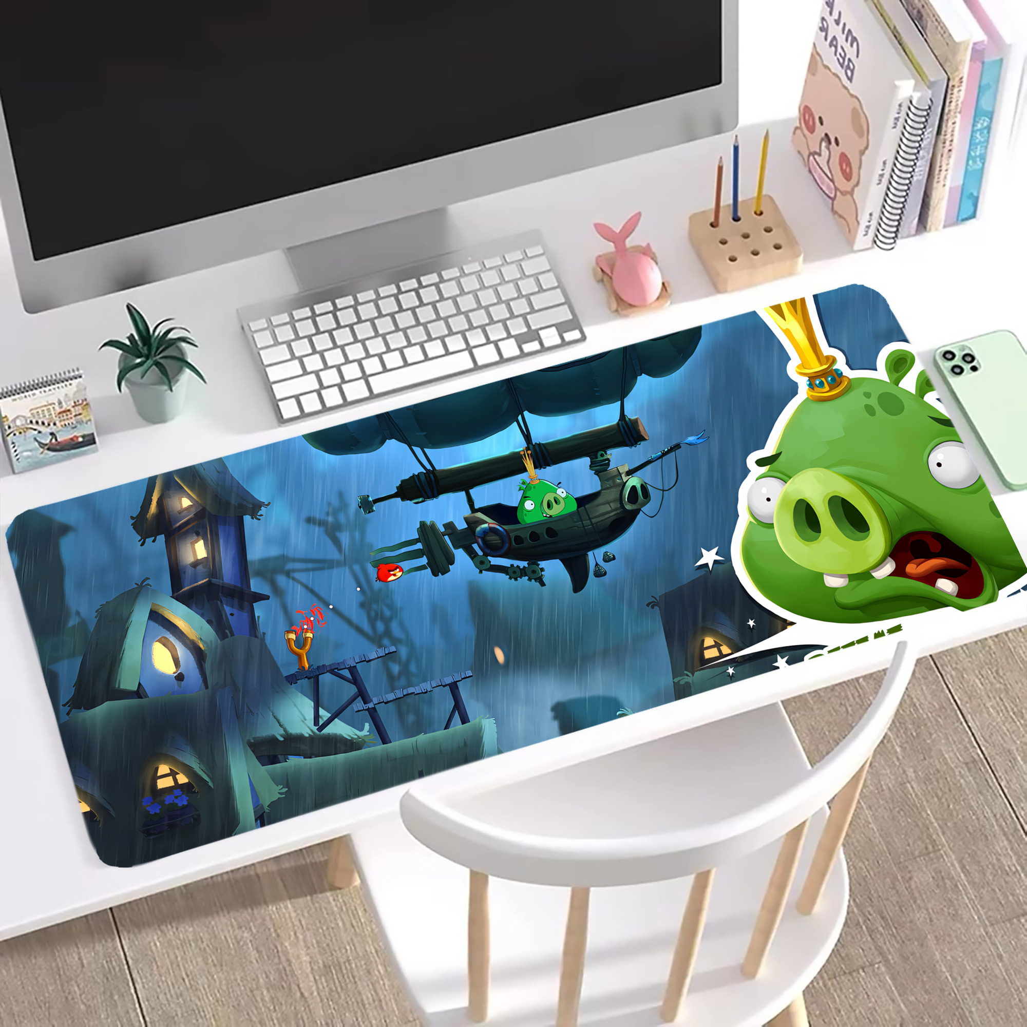 （画像用） Angry Birds アングリーバード ステッチ加工 大判デスクマット／滑り止めマウスパッド