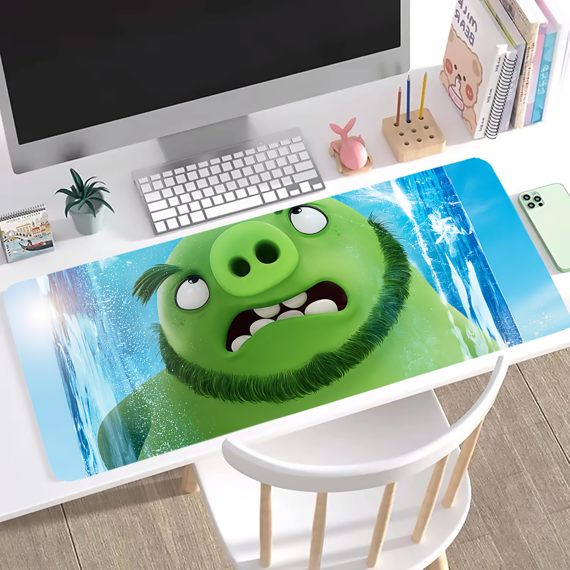 （画像用） Angry Birds アングリーバード ステッチ加工 大判デスクマット／滑り止めマウスパッド