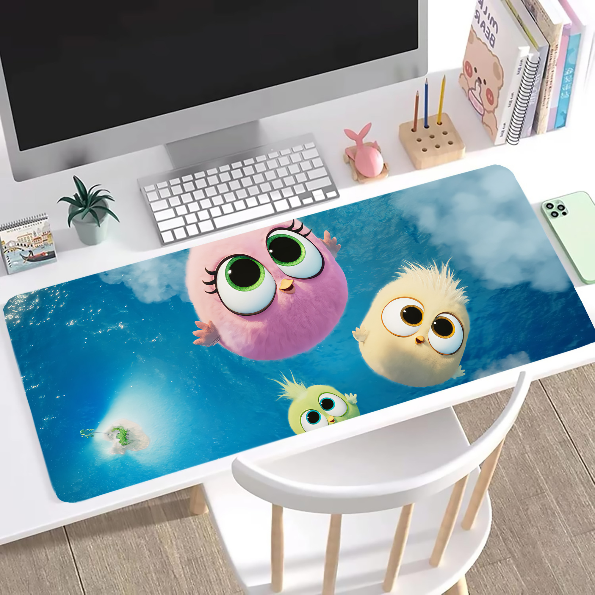 （画像用） Angry Birds アングリーバード ステッチ加工 大判デスクマット／滑り止めマウスパッド