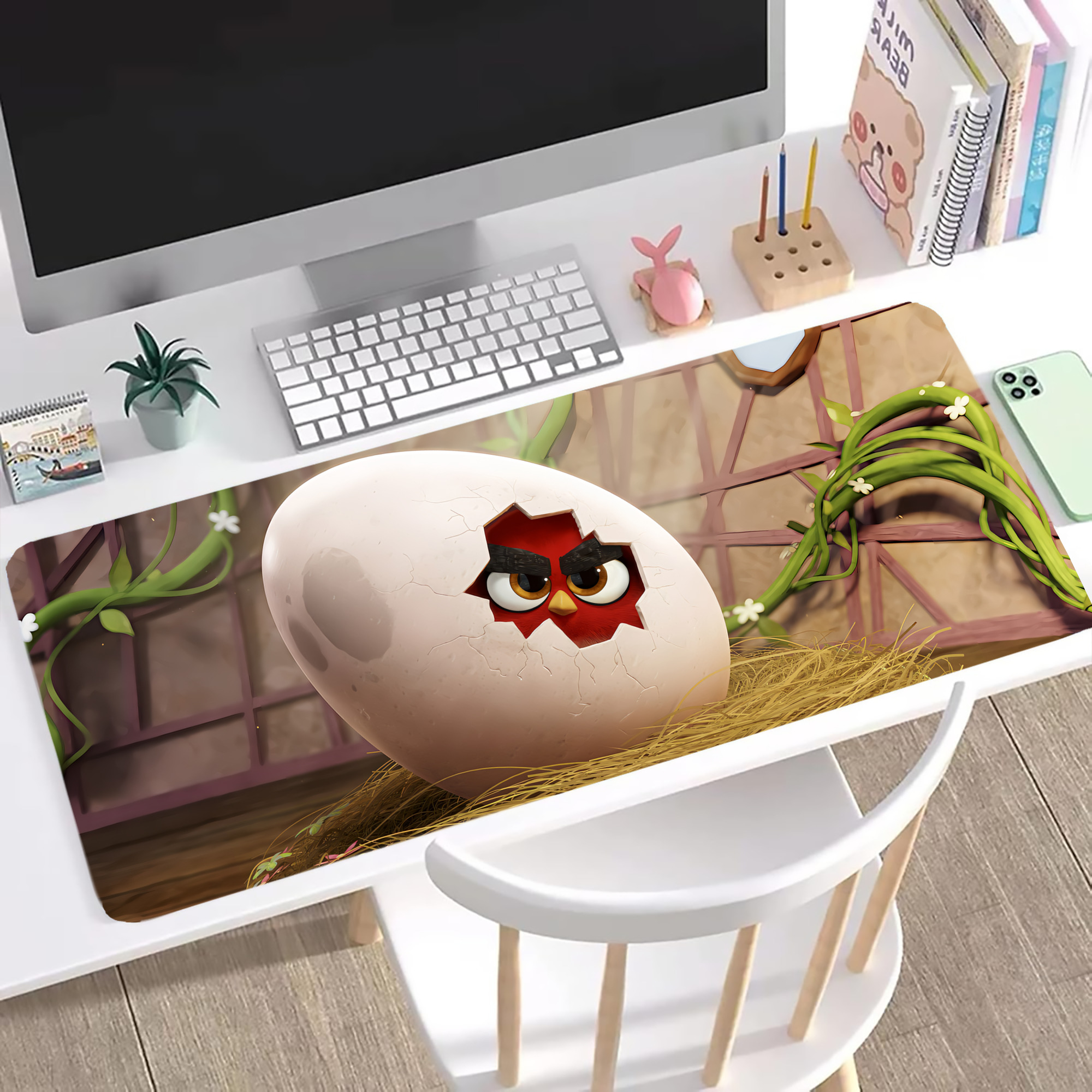 （画像用） Angry Birds アングリーバード ステッチ加工 大判デスクマット／滑り止めマウスパッド