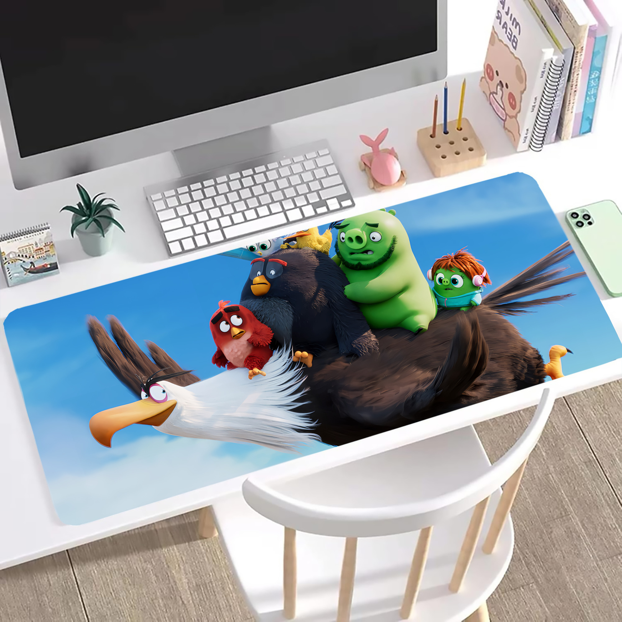 （画像用） Angry Birds アングリーバード ステッチ加工 大判デスクマット／滑り止めマウスパッド