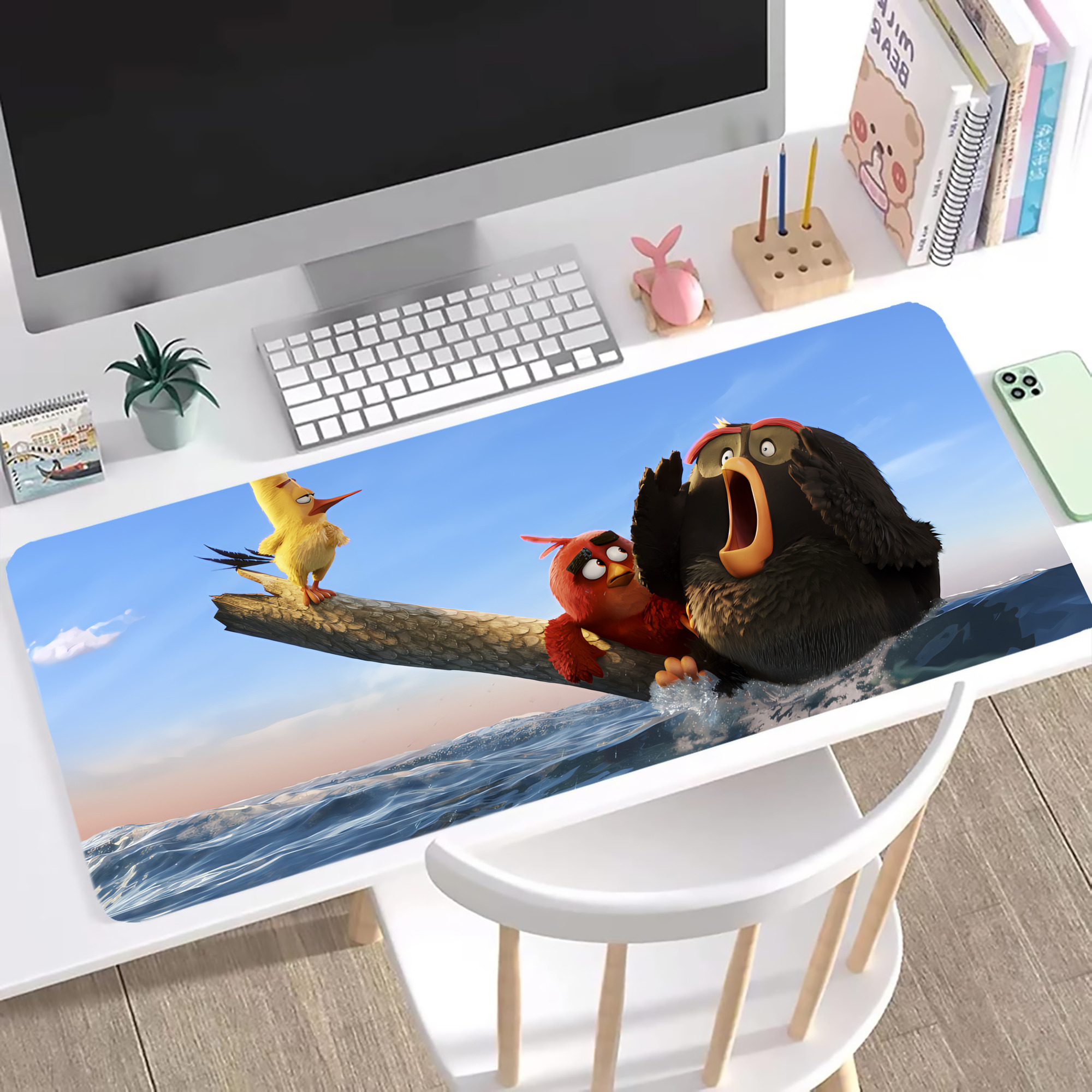 （画像用） Angry Birds アングリーバード ステッチ加工 大判デスクマット／滑り止めマウスパッド