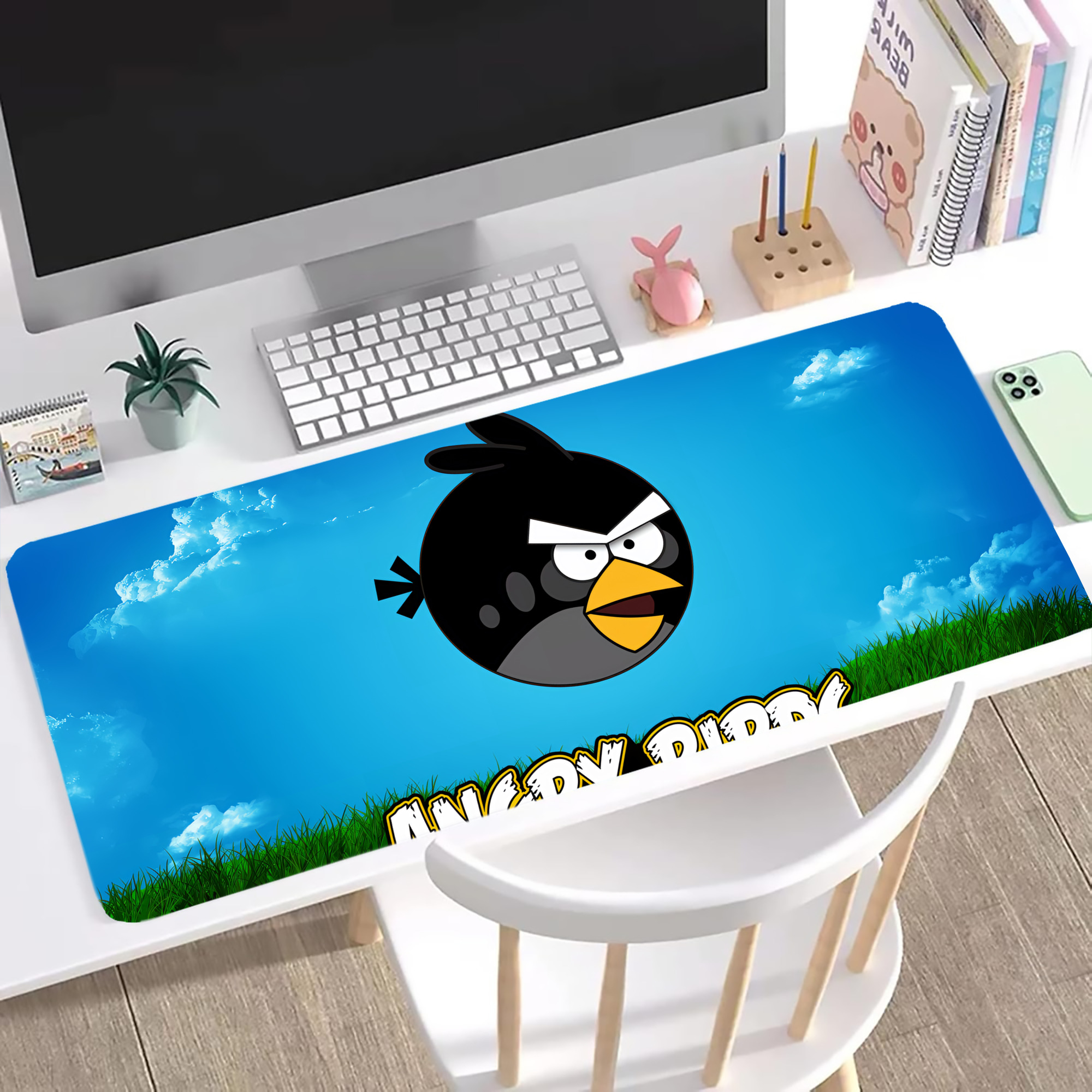 （画像用） Angry Birds アングリーバード ステッチ加工 大判デスクマット／滑り止めマウスパッド