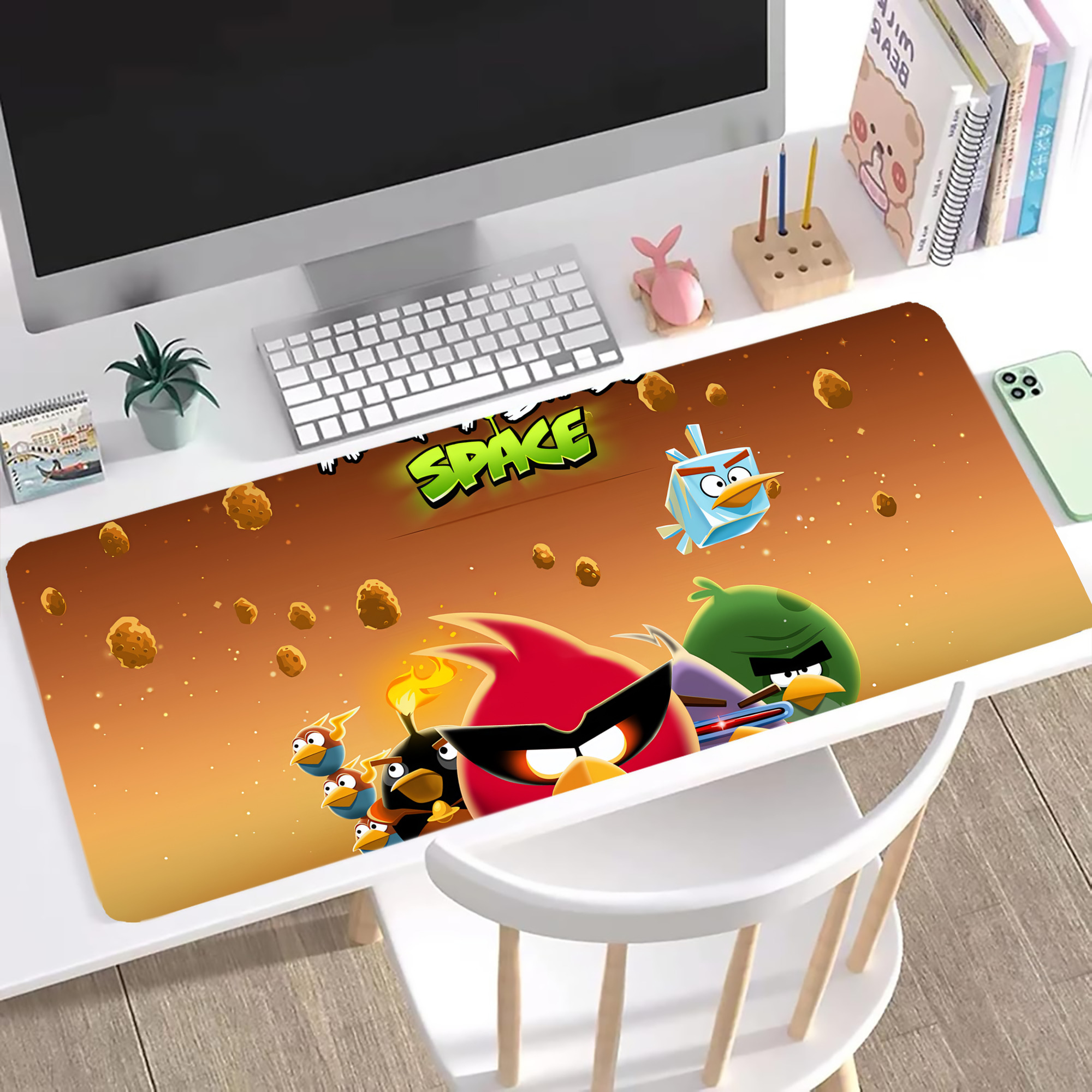 （画像用） Angry Birds アングリーバード ステッチ加工 大判デスクマット／滑り止めマウスパッド