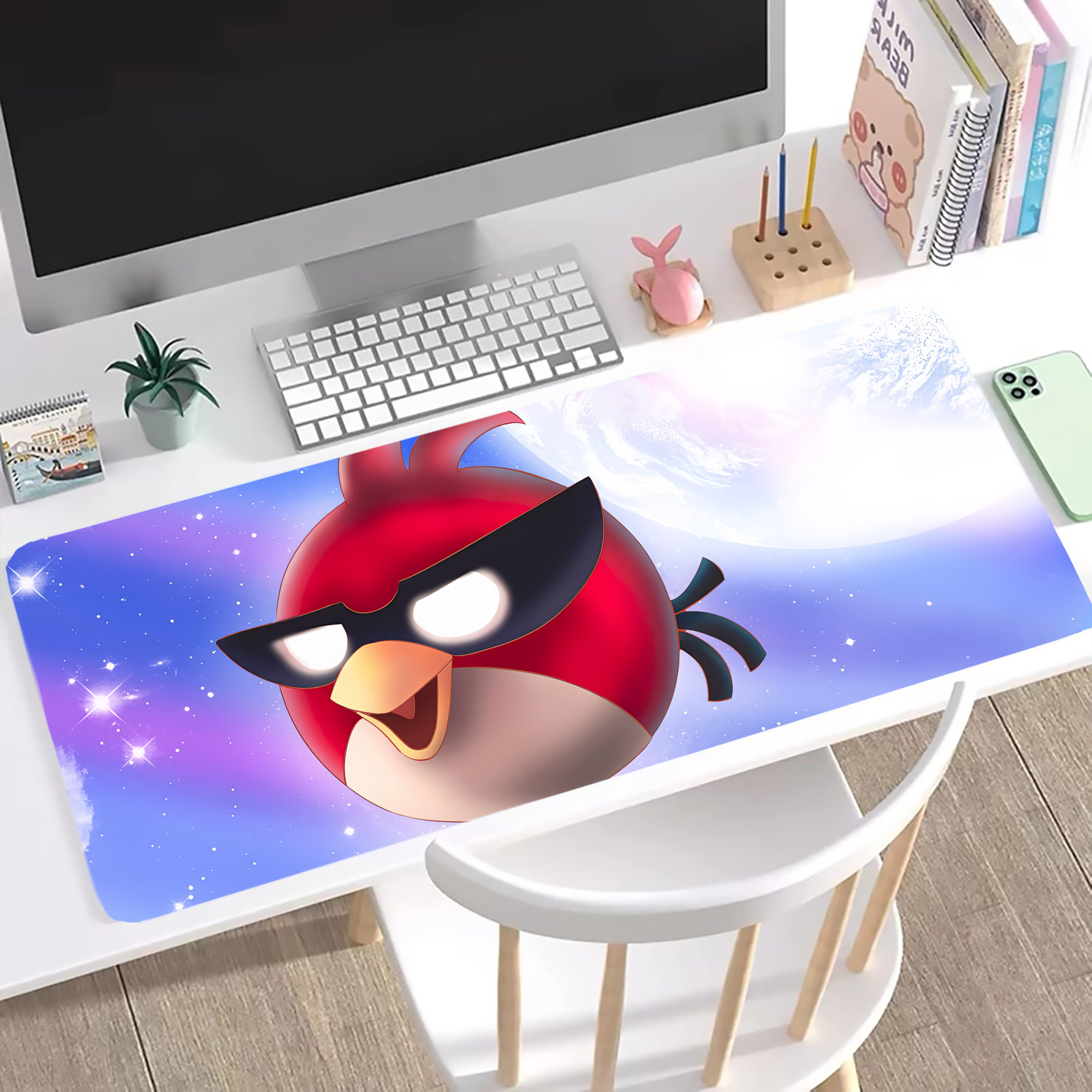 （画像用） Angry Birds アングリーバード ステッチ加工 大判デスクマット／滑り止めマウスパッド