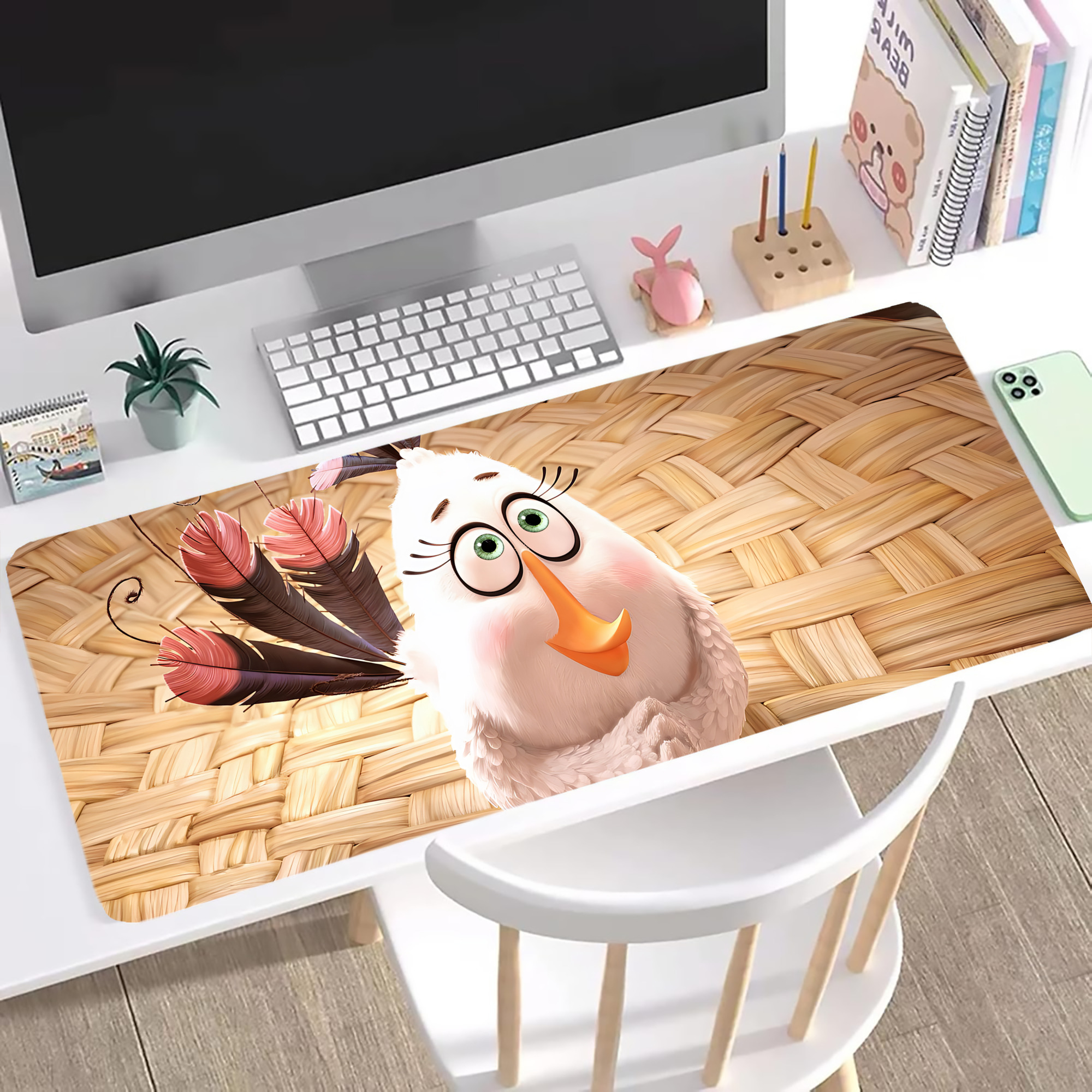 （画像用） Angry Birds アングリーバード ステッチ加工 大判デスクマット／滑り止めマウスパッド