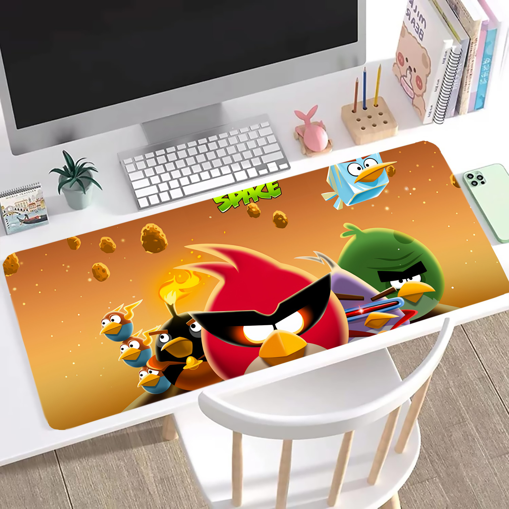 （画像用） Angry Birds アングリーバード ステッチ加工 大判デスクマット／滑り止めマウスパッド