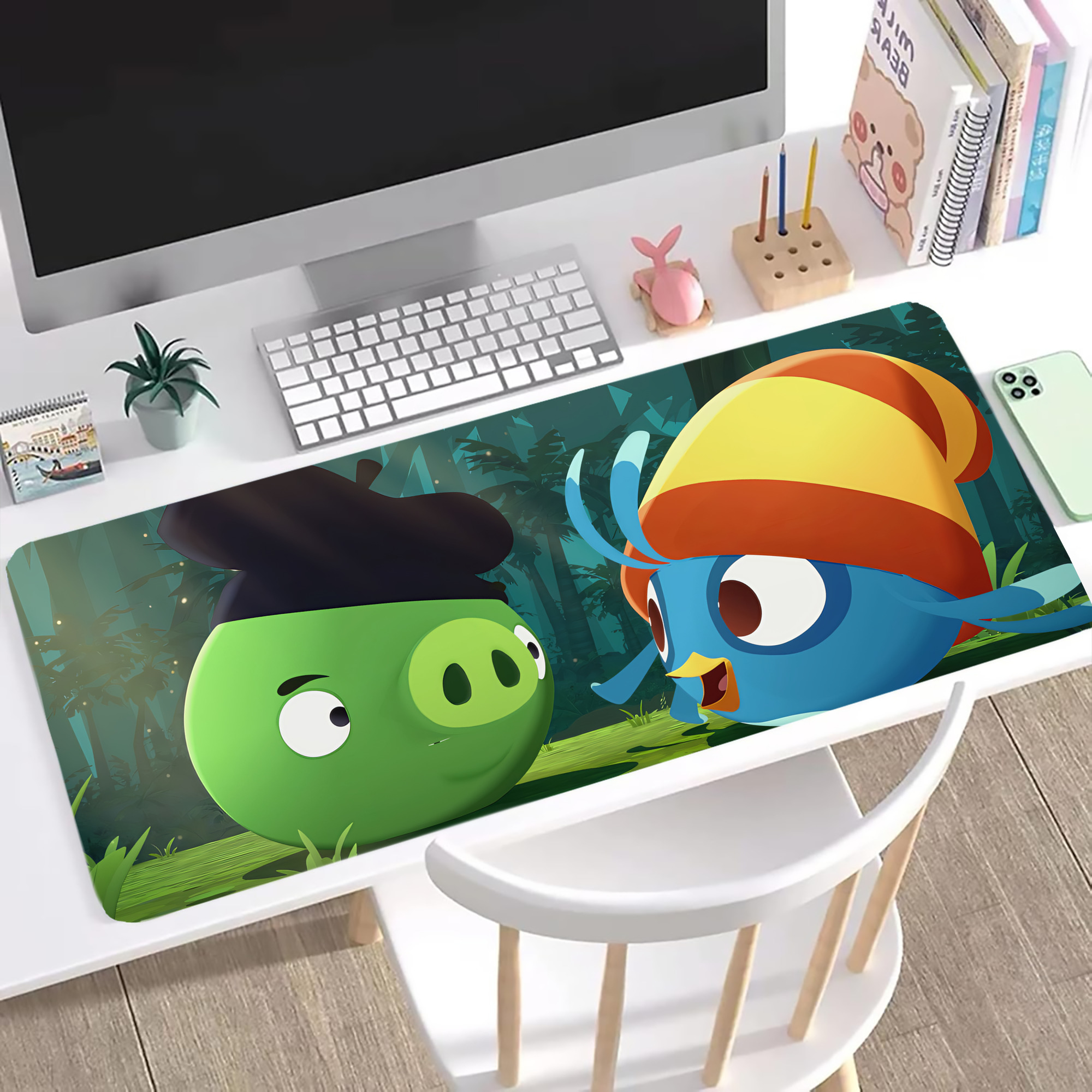 （画像用） Angry Birds アングリーバード ステッチ加工 大判デスクマット／滑り止めマウスパッド