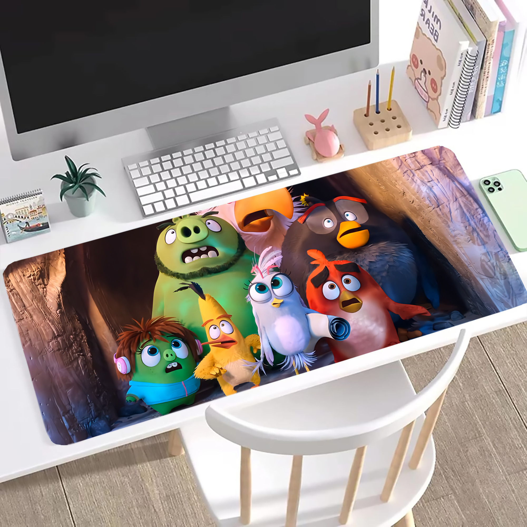（画像用） Angry Birds アングリーバード ステッチ加工 大判デスクマット／滑り止めマウスパッド