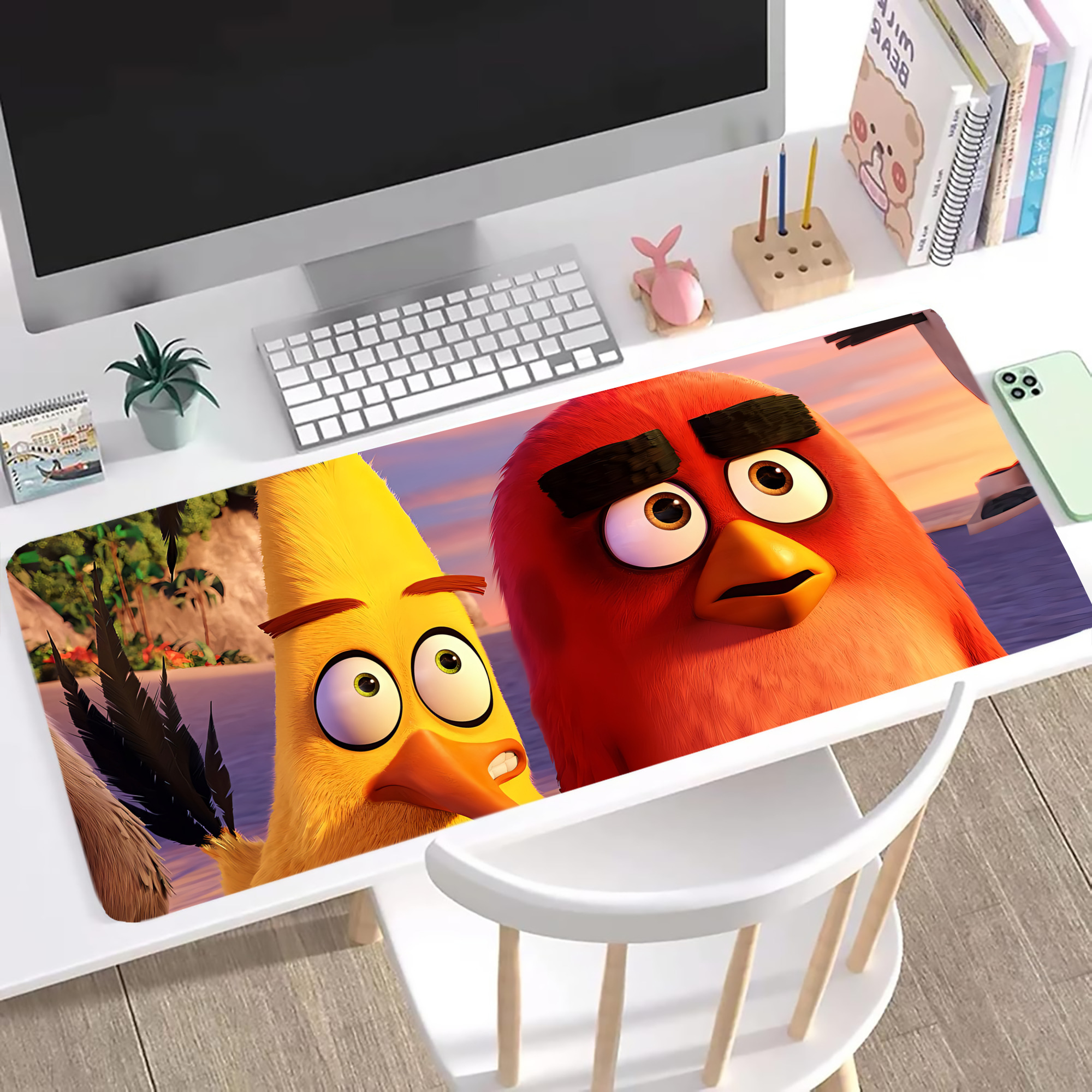（画像用） Angry Birds アングリーバード ステッチ加工 大判デスクマット／滑り止めマウスパッド