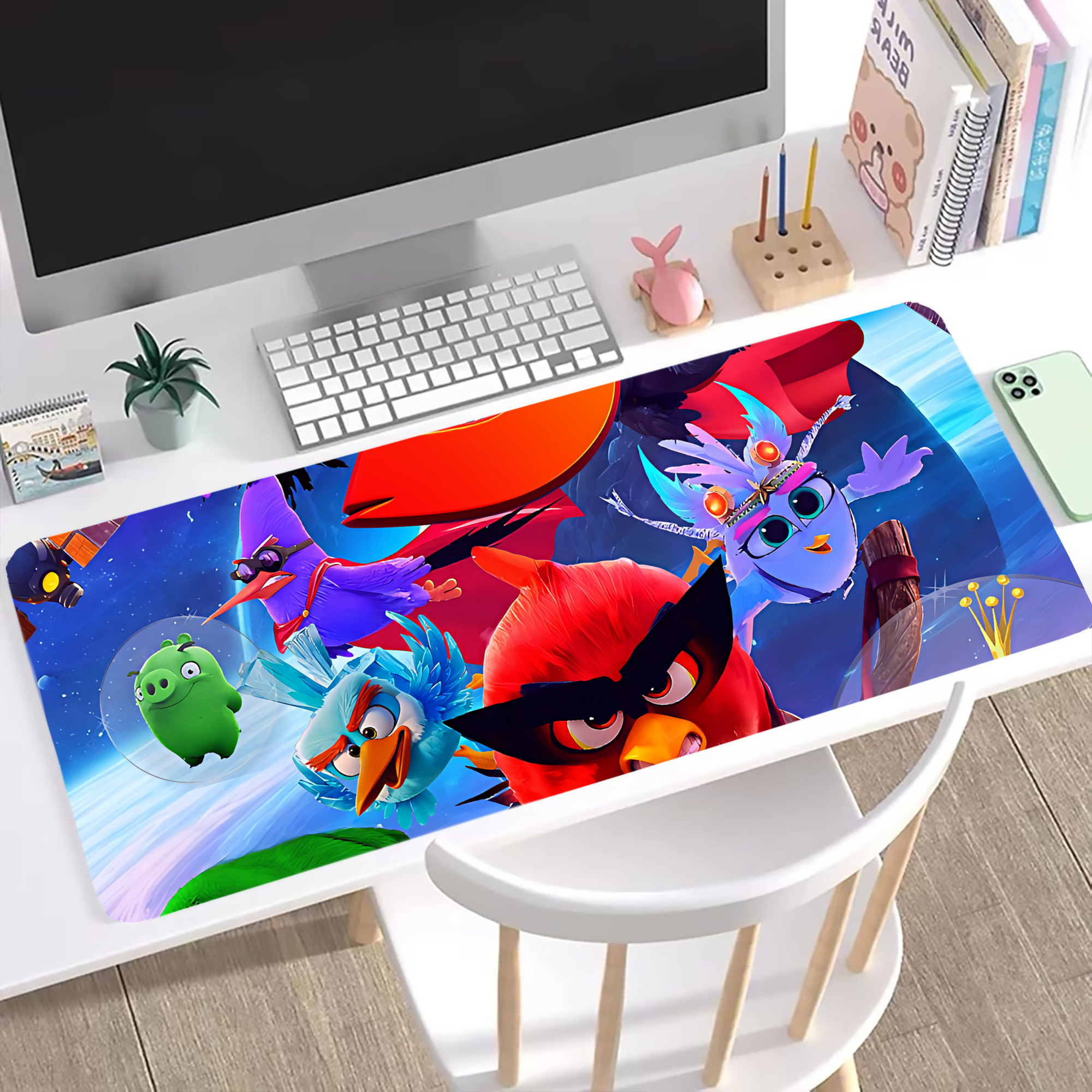 （画像用） Angry Birds アングリーバード ステッチ加工 大判デスクマット／滑り止めマウスパッド