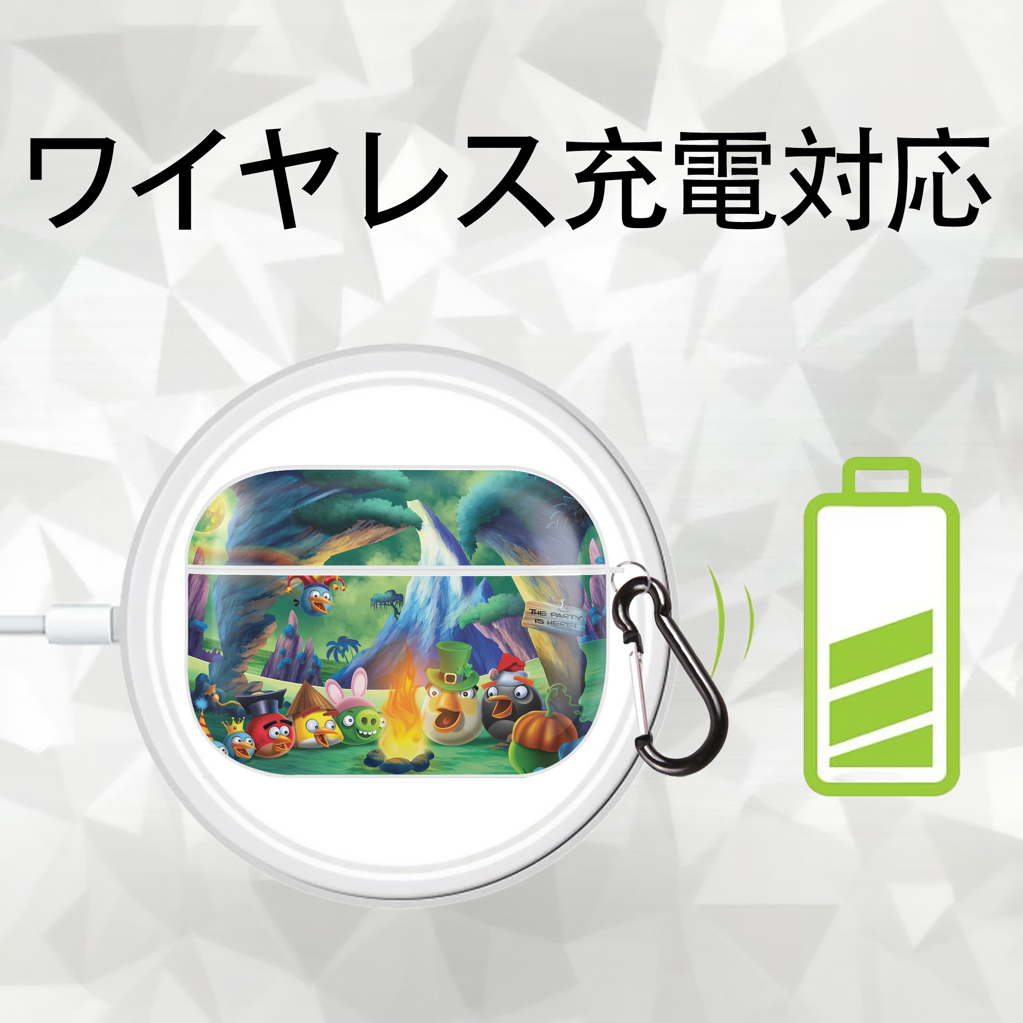Angry Birds アングリーバード 【AirPods Pro用】ハードシェル保護ケース 耐衝撃・防指紋・カラビナ付き商品仕様