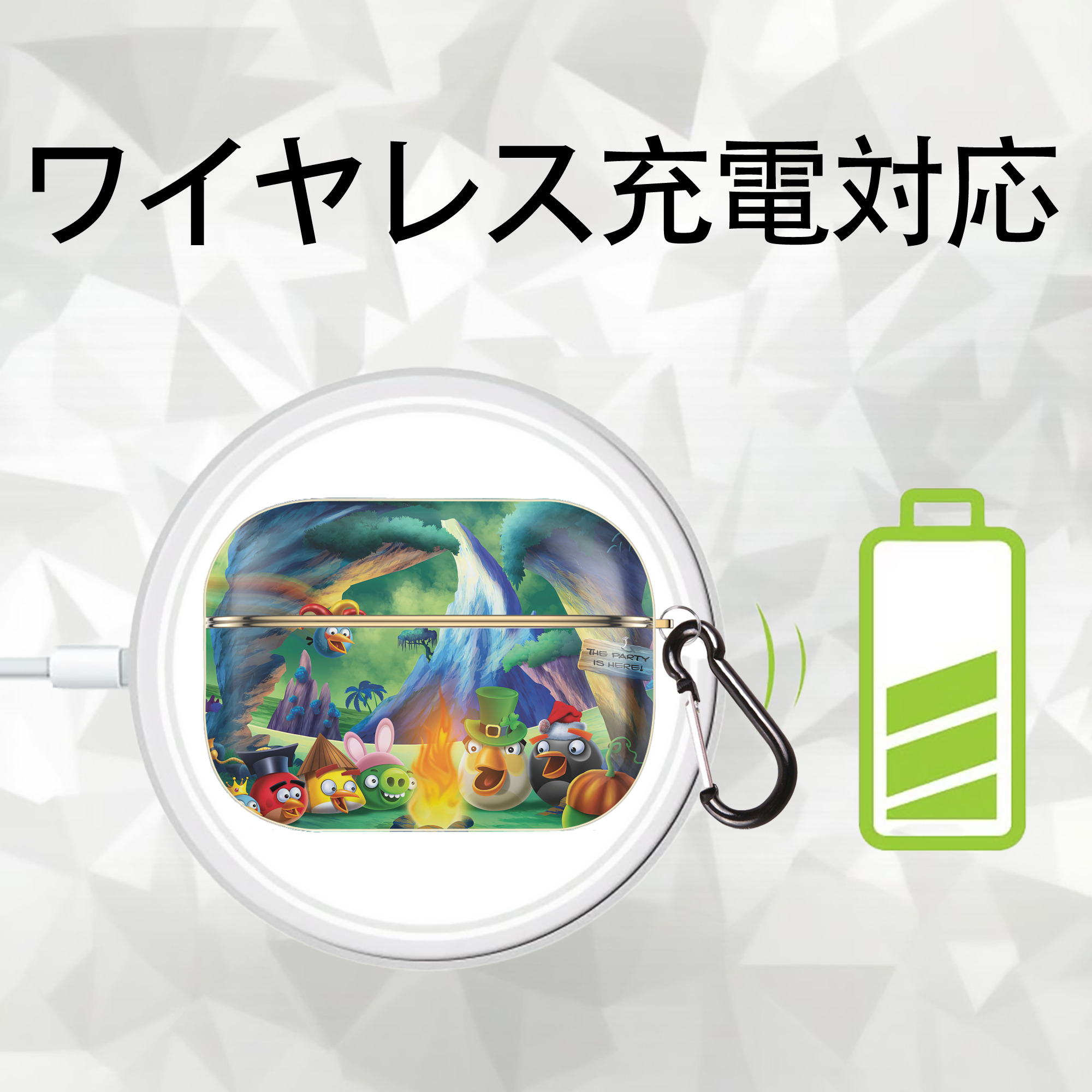 Angry Birds アングリーバード 【AirPods Pro用】ハードシェル保護ケース｜耐衝撃・防指紋・カラビナ付き商品仕様