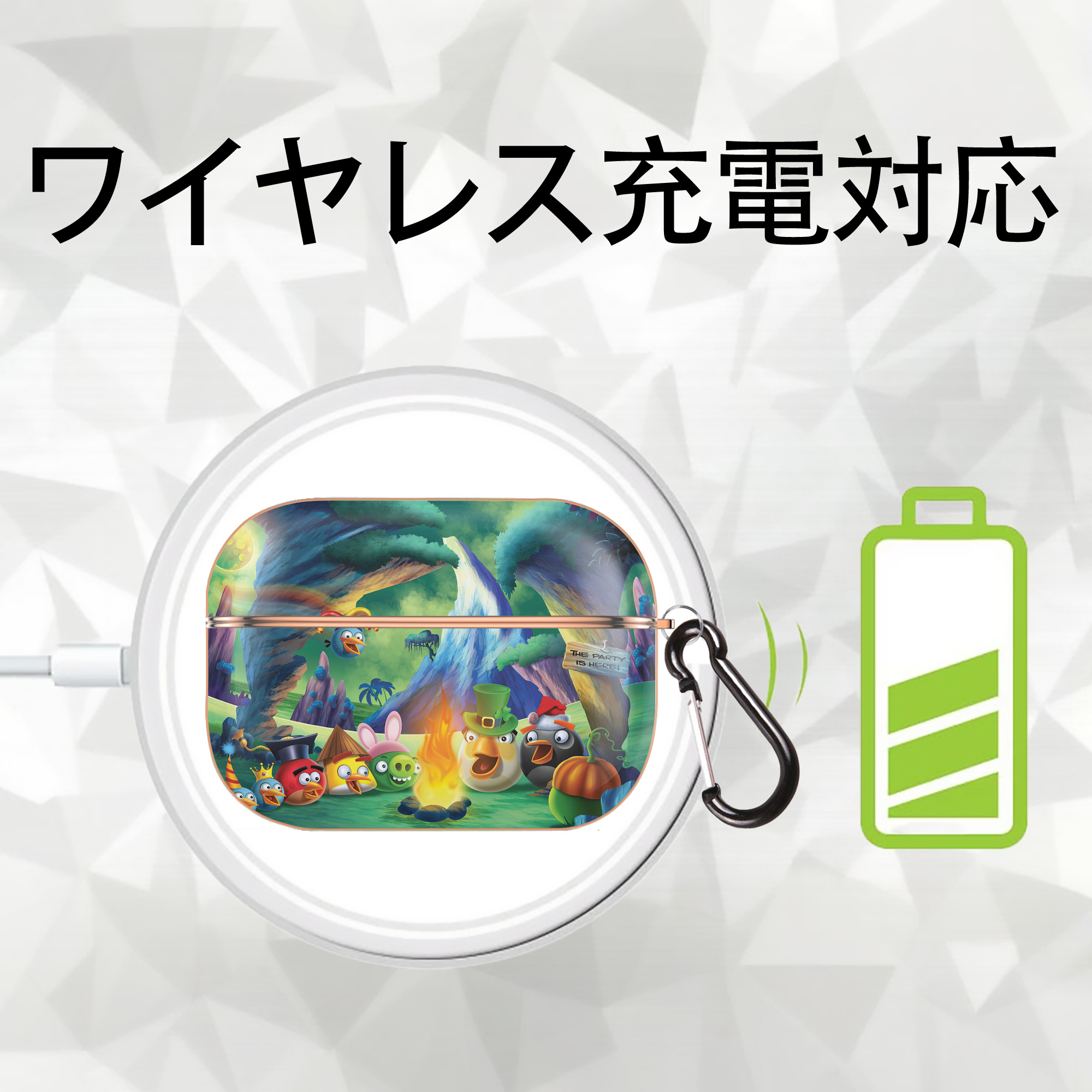 Angry Birds アングリーバード 【AirPods Pro用】ハードシェル保護ケース｜耐衝撃・防指紋・カラビナ付き商品仕様