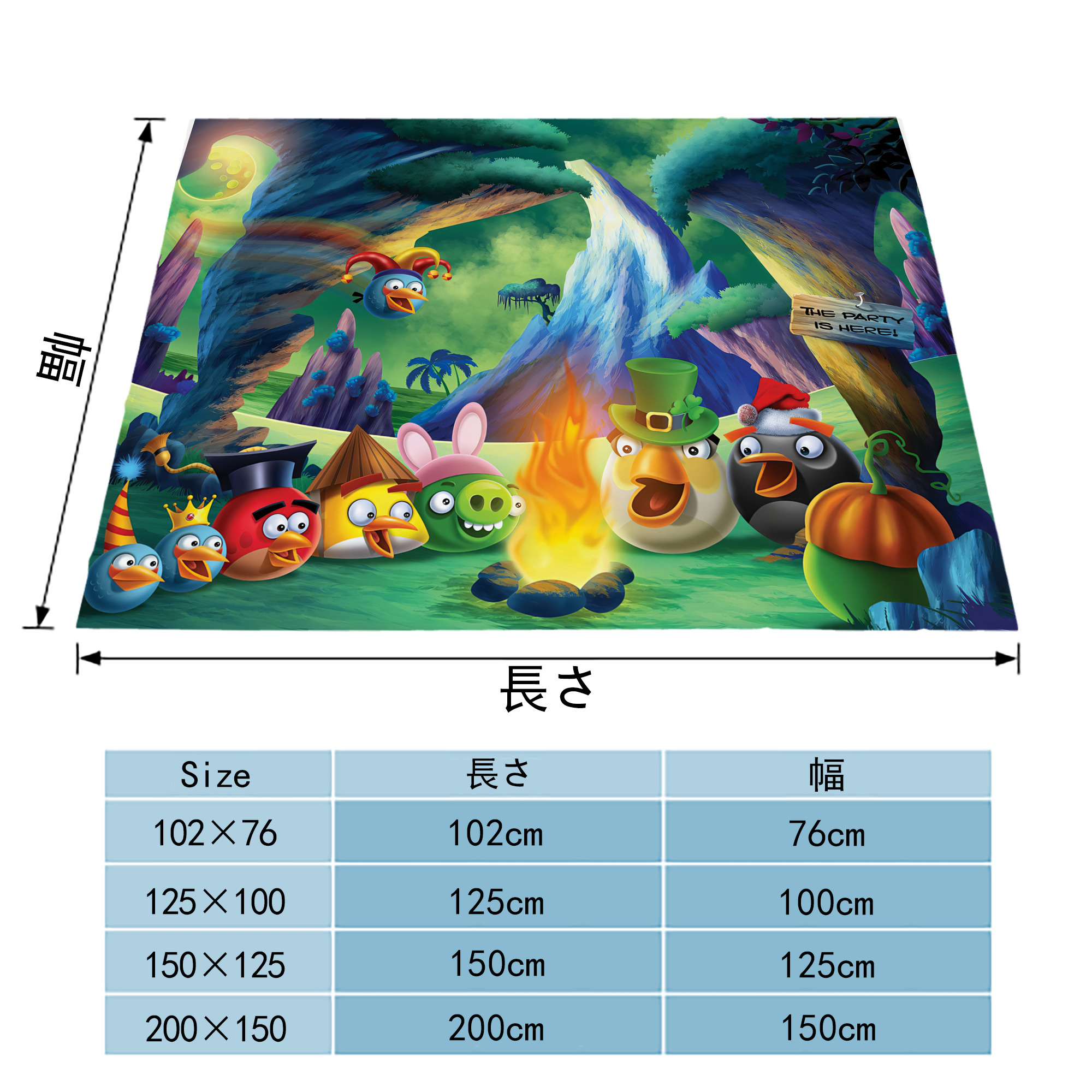 Angry Birds アングリーバード フランネルブランケット・多サイズ対応（横型）