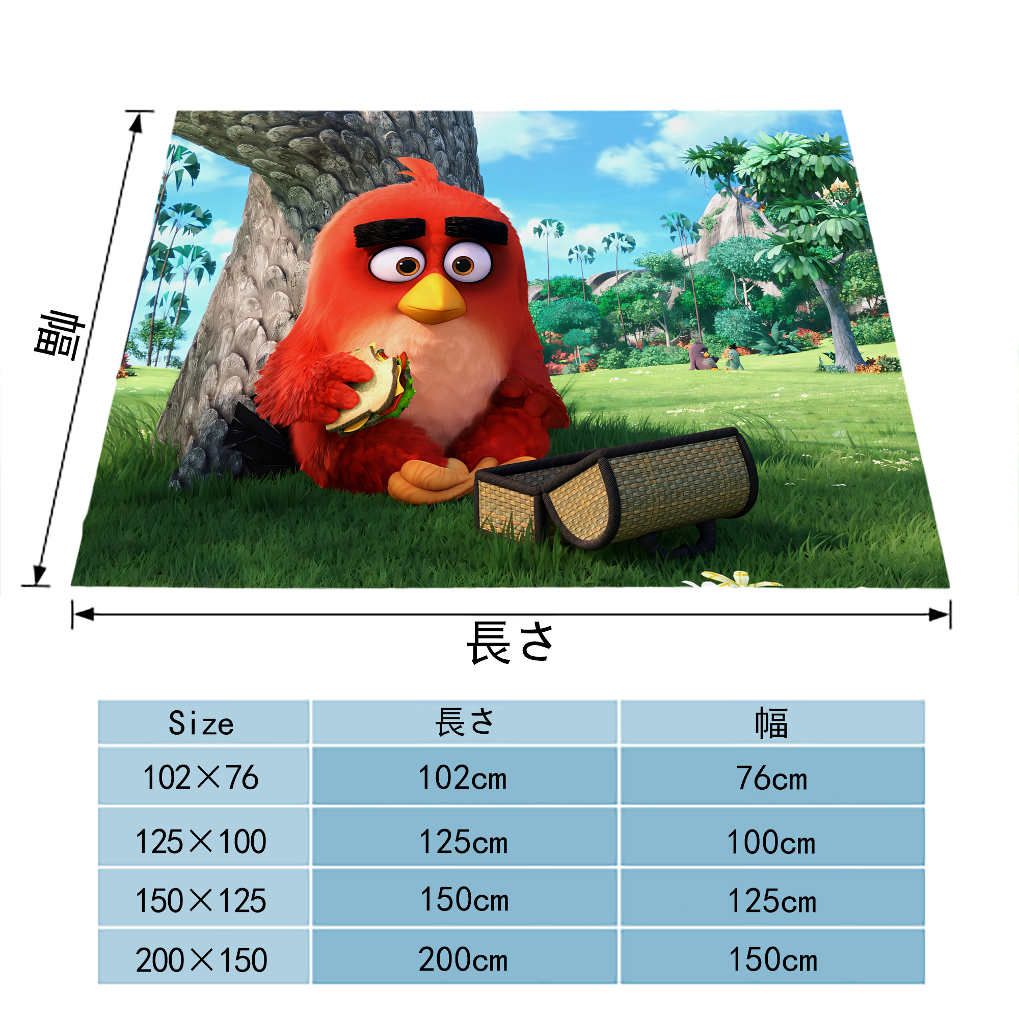 Angry Birds アングリーバード フランネルブランケット・多サイズ対応（横型）
