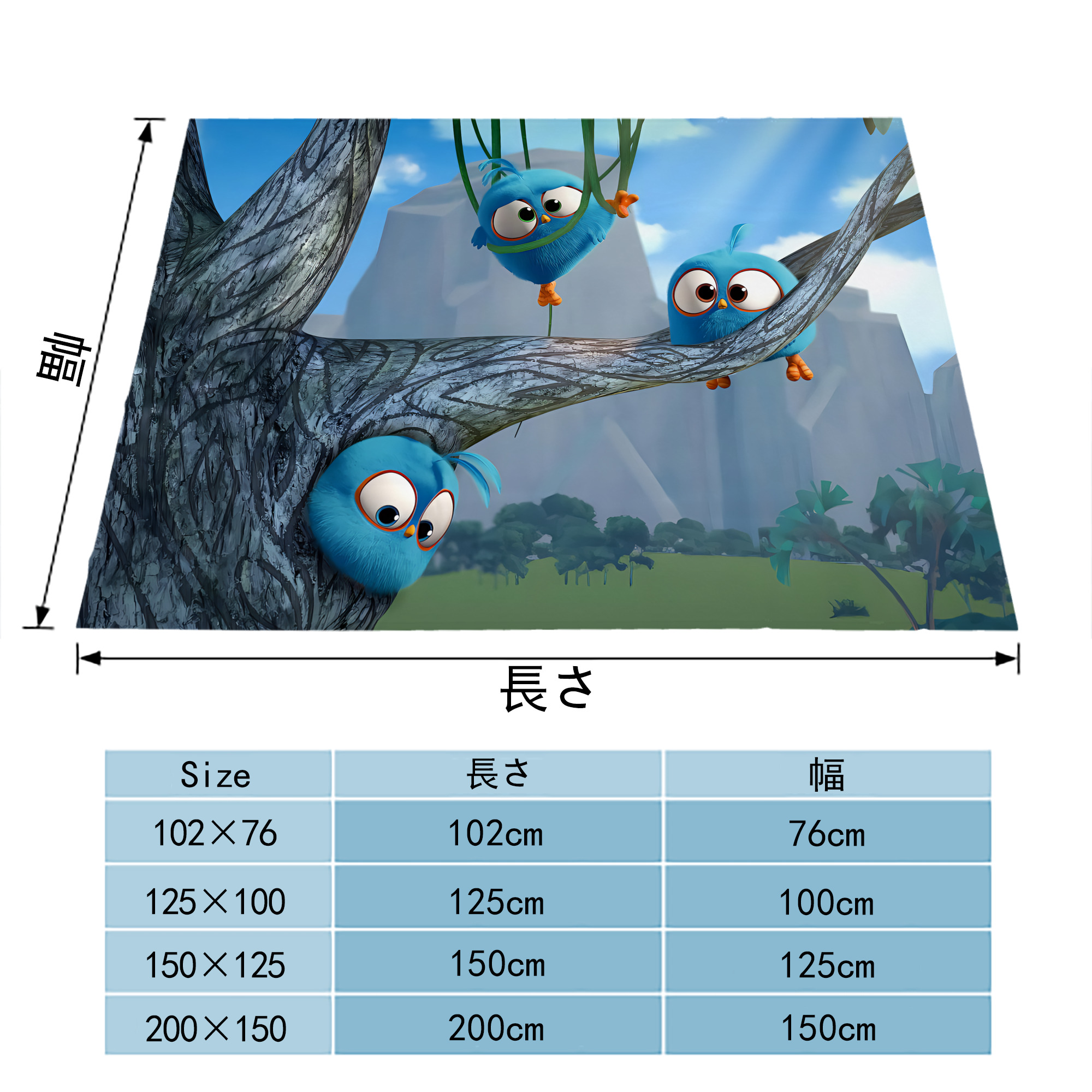 Angry Birds アングリーバード フランネルブランケット・多サイズ対応（横型）