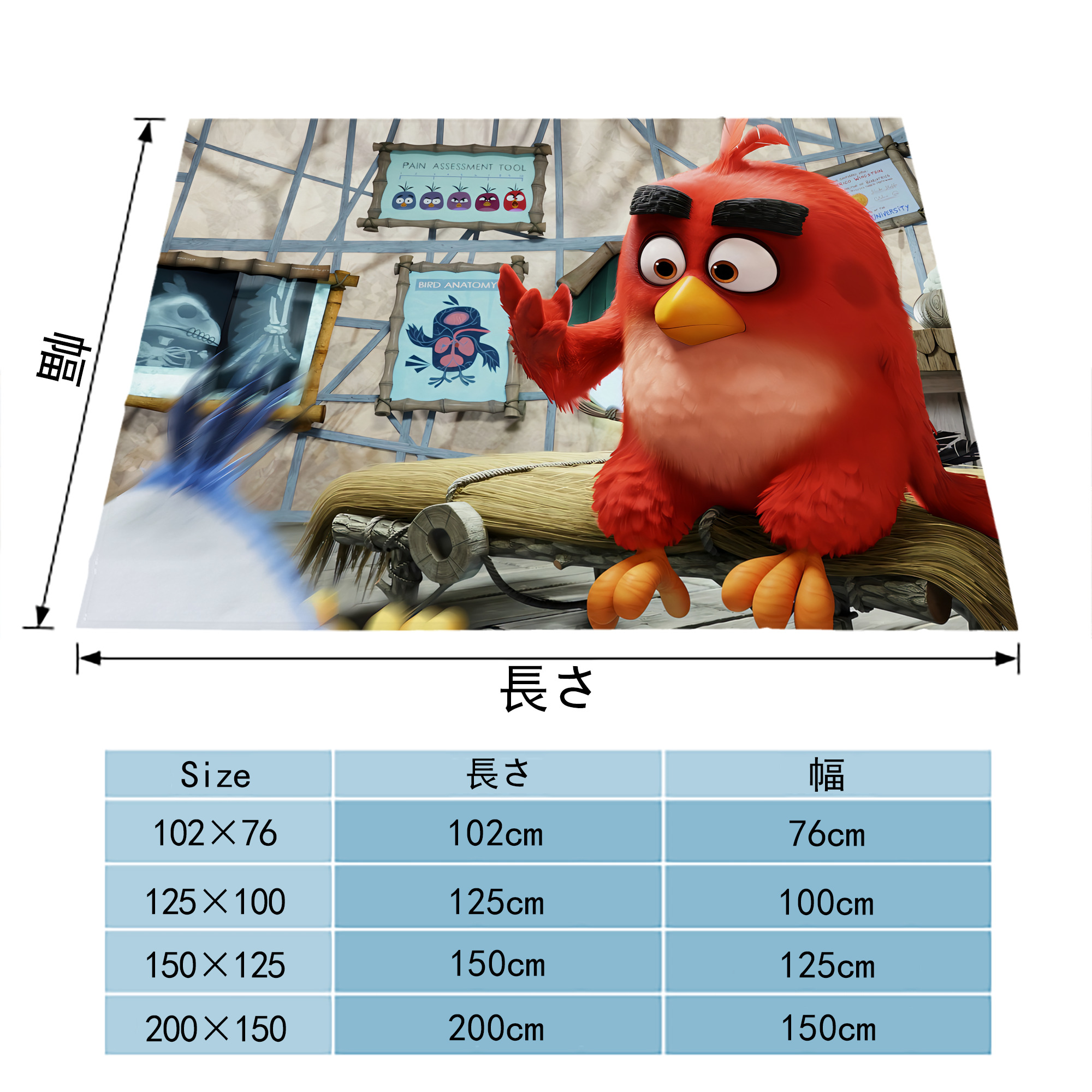 Angry Birds アングリーバード フランネルブランケット・多サイズ対応（横型）