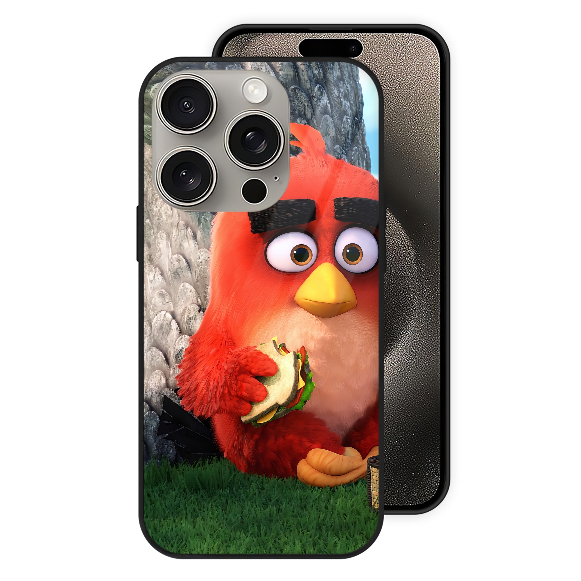 （画像用） Angry Birds アングリーバード 【iPhone15Pro対応】スマホケース 耐衝撃＆黄変防止 背面ガラス