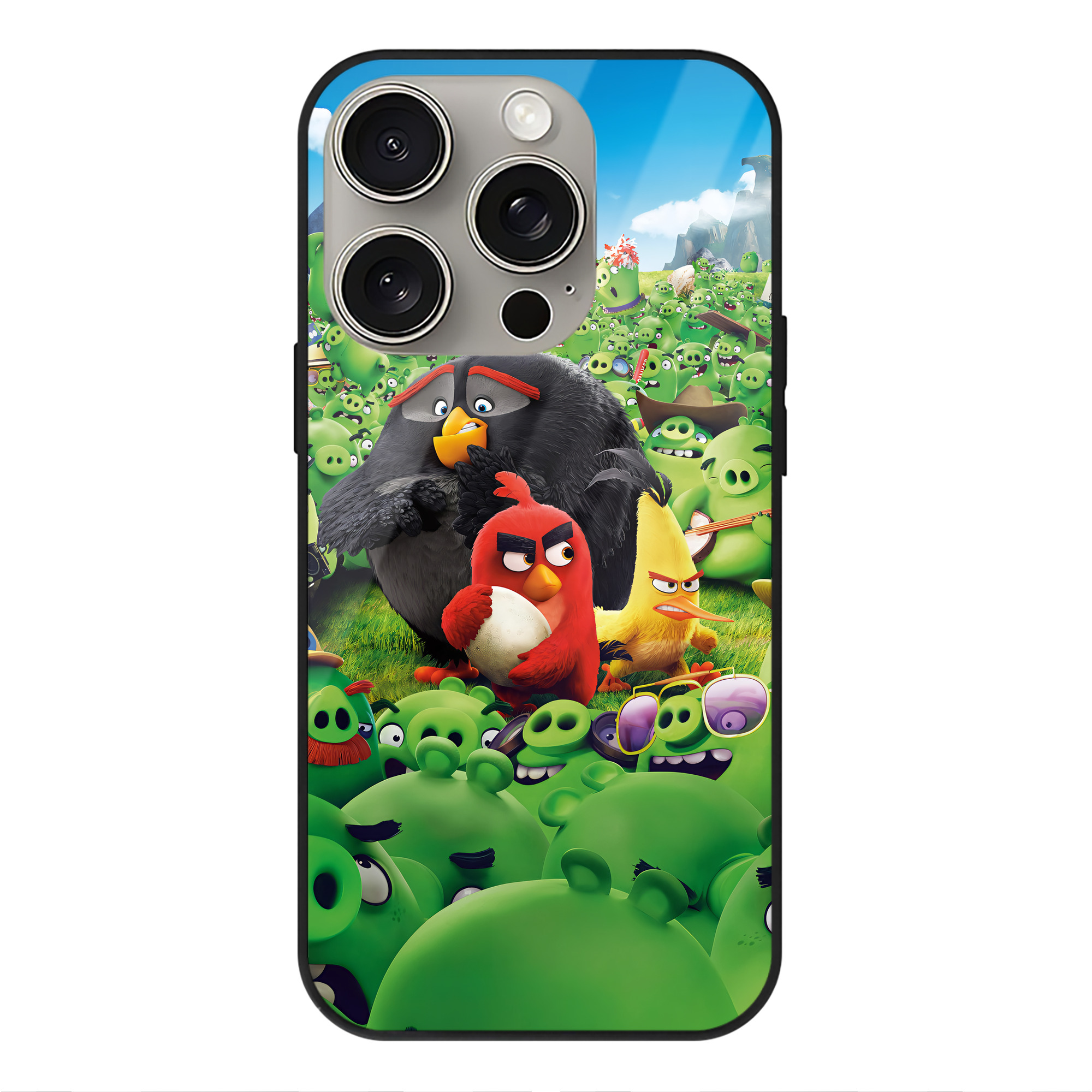 （画像用） Angry Birds アングリーバード 【iPhone15Pro対応】スマホケース 耐衝撃＆黄変防止 背面ガラス