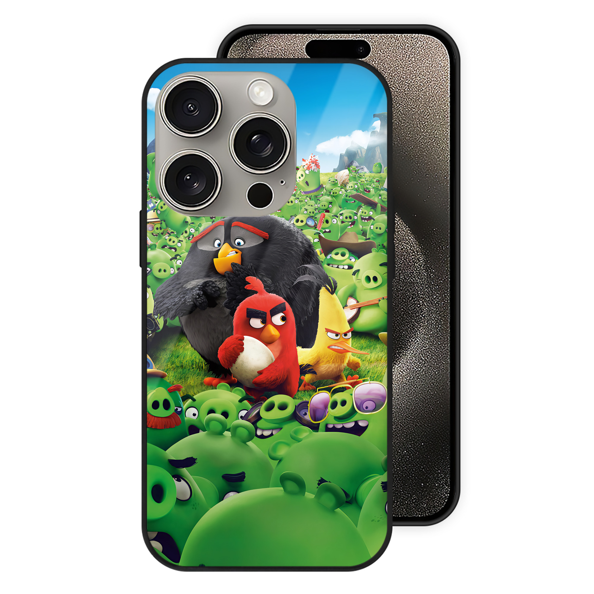 （画像用） Angry Birds アングリーバード 【iPhone15Pro対応】スマホケース 耐衝撃＆黄変防止 背面ガラス