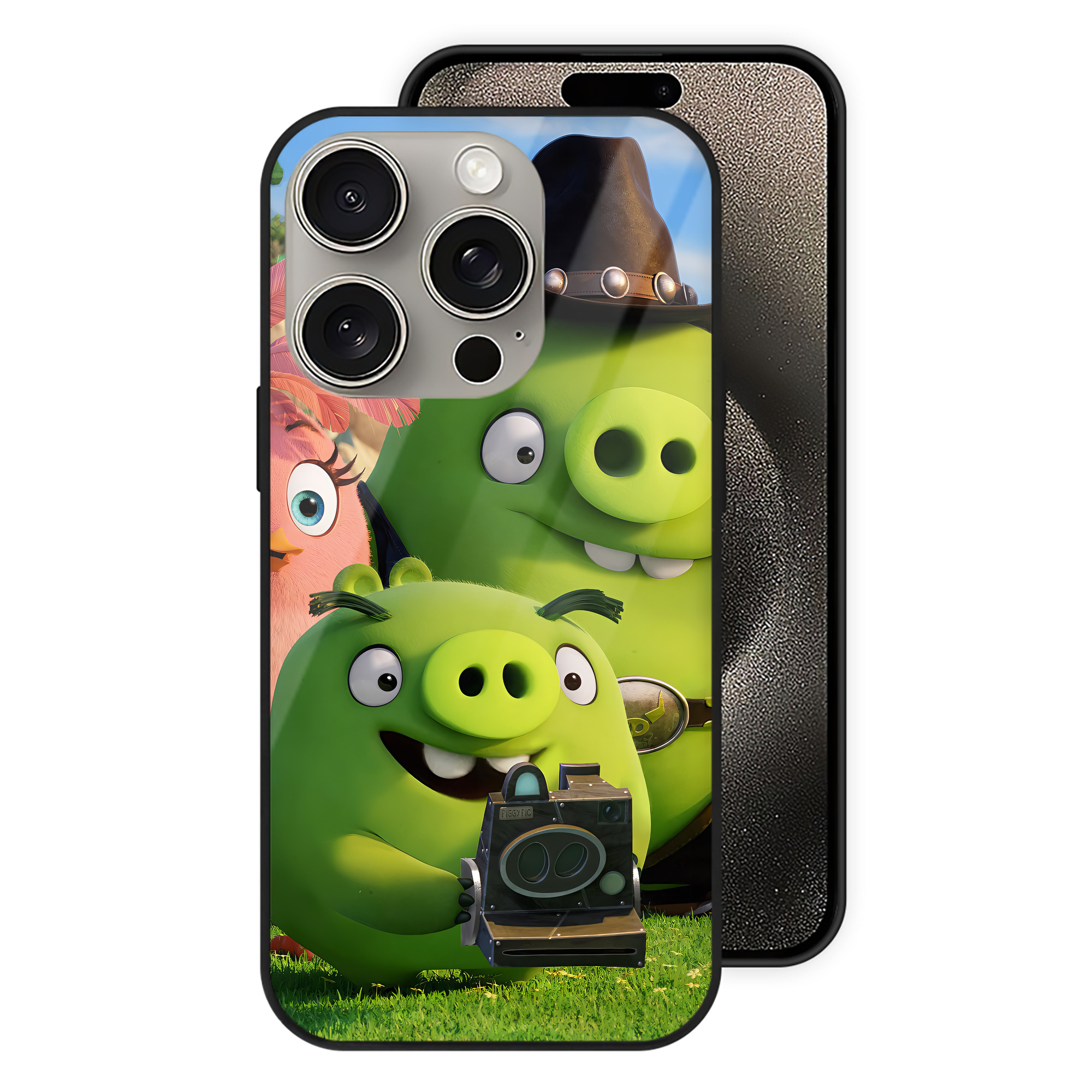 （画像用） Angry Birds アングリーバード 【iPhone15Pro対応】スマホケース 耐衝撃＆黄変防止 背面ガラス