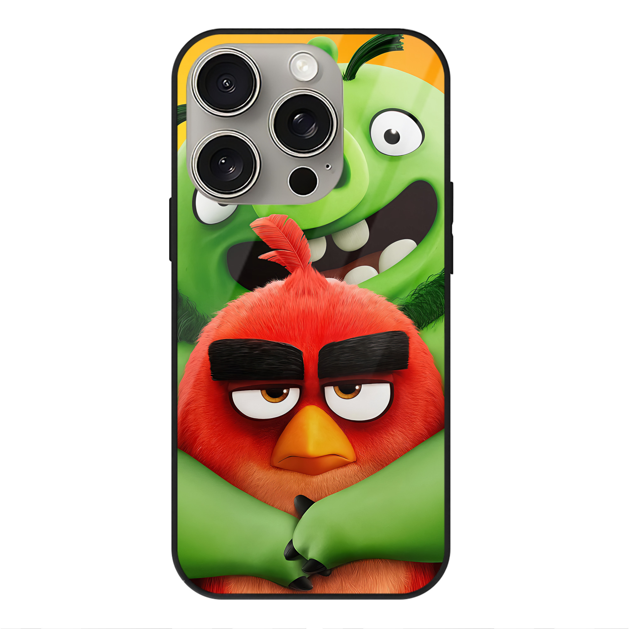 （画像用） Angry Birds アングリーバード 【iPhone15Pro対応】スマホケース 耐衝撃＆黄変防止 背面ガラス