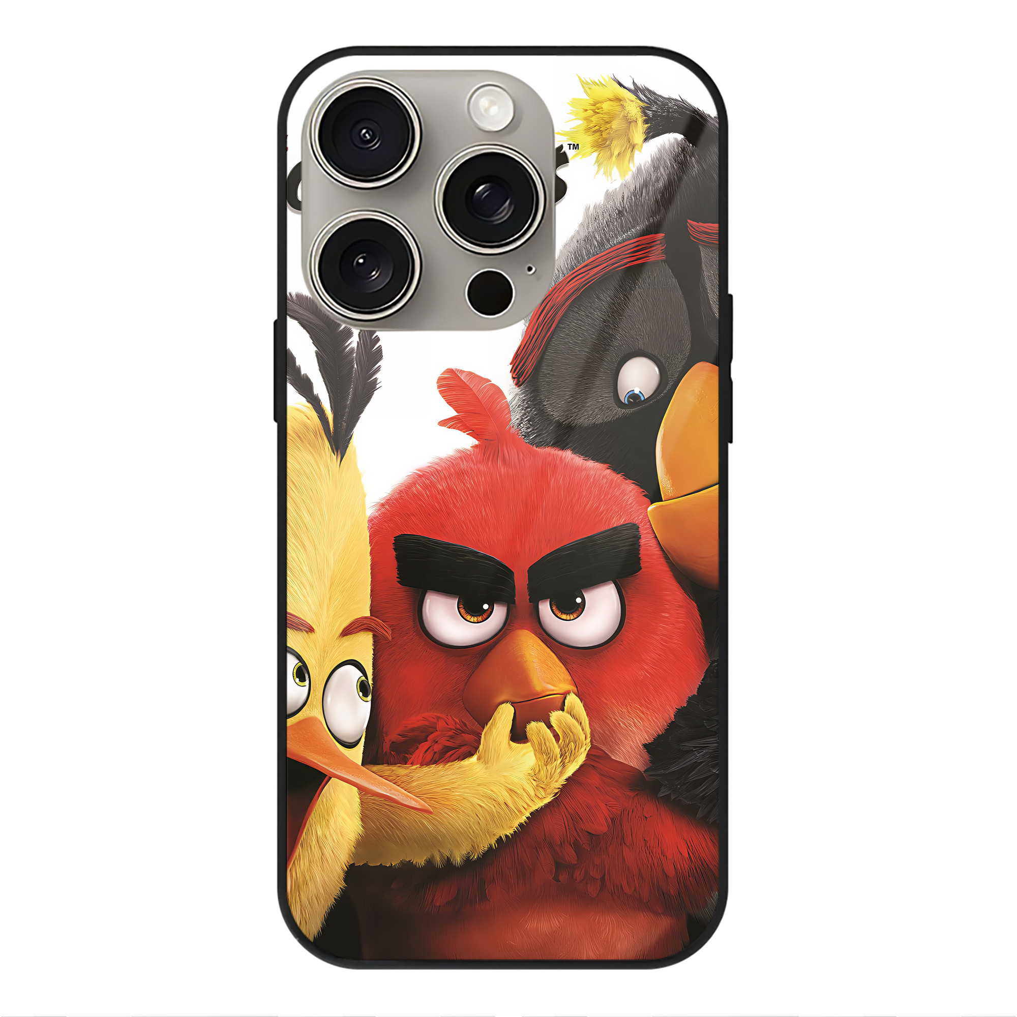 （画像用） Angry Birds アングリーバード 【iPhone15Pro対応】スマホケース 耐衝撃＆黄変防止 背面ガラス