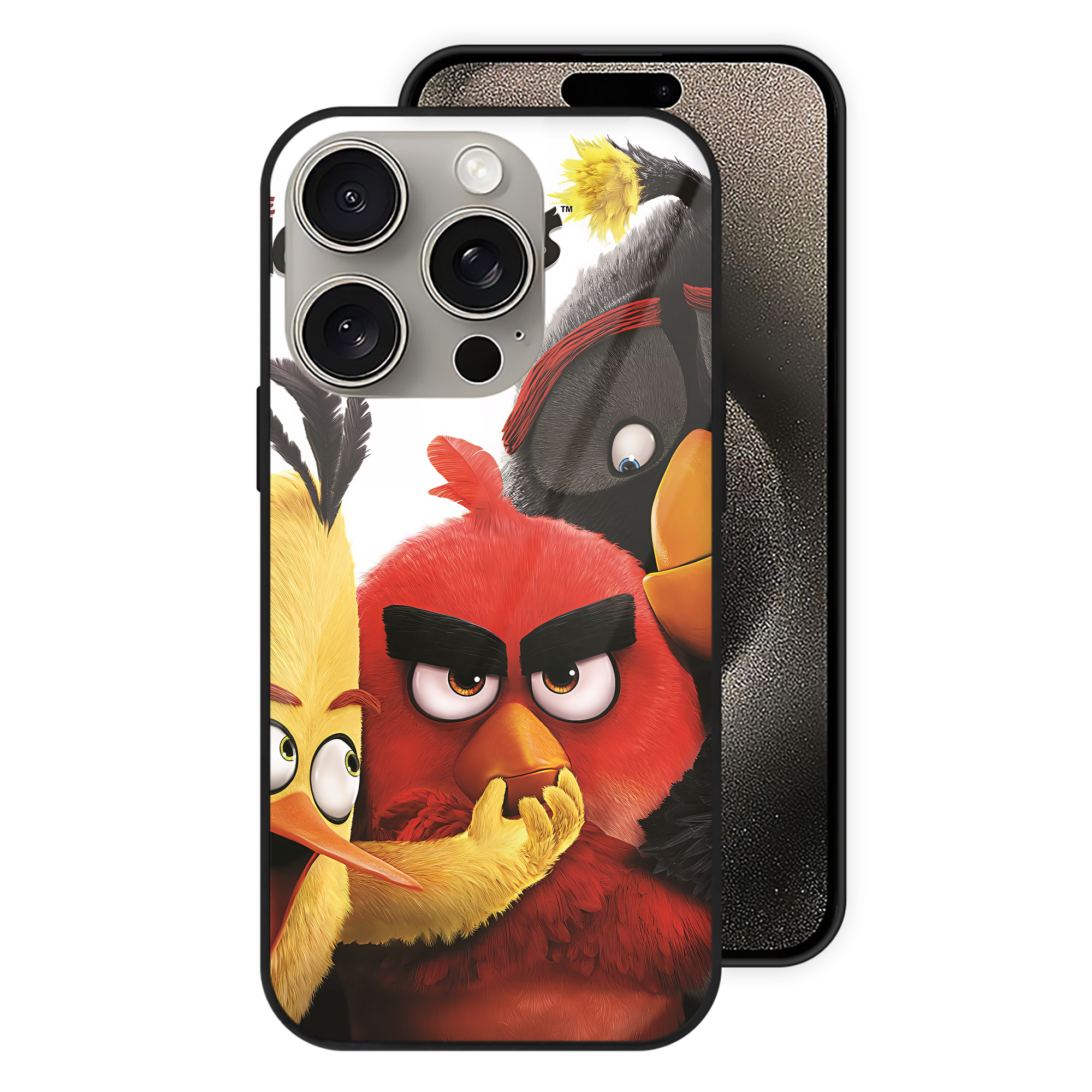 （画像用） Angry Birds アングリーバード 【iPhone15Pro対応】スマホケース 耐衝撃＆黄変防止 背面ガラス