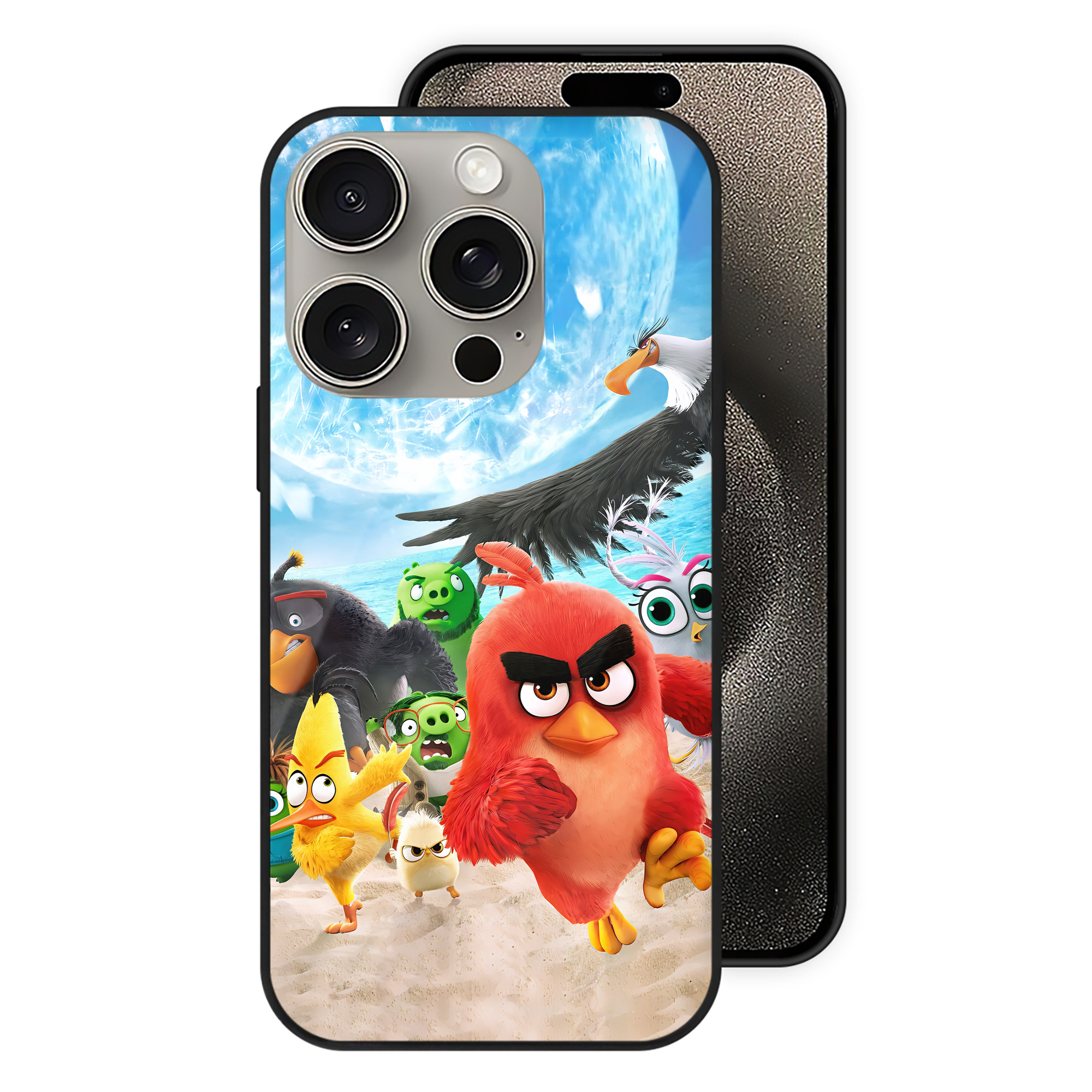 （画像用） Angry Birds アングリーバード 【iPhone15Pro対応】スマホケース 耐衝撃＆黄変防止 背面ガラス