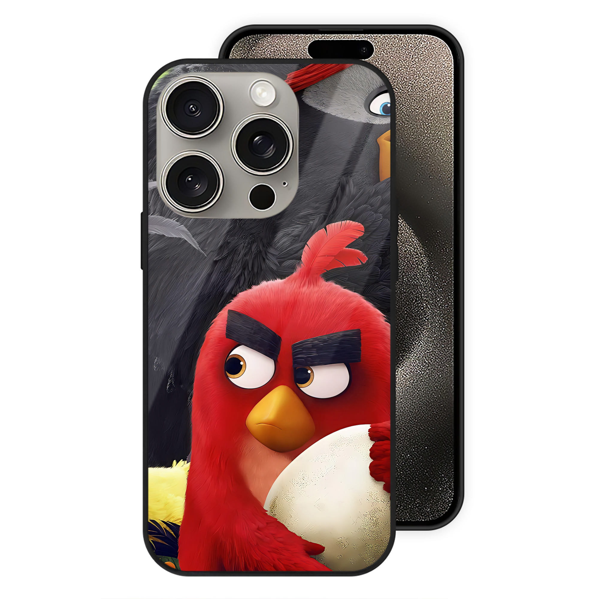 （画像用） Angry Birds アングリーバード 【iPhone15Pro対応】スマホケース 耐衝撃＆黄変防止 背面ガラス