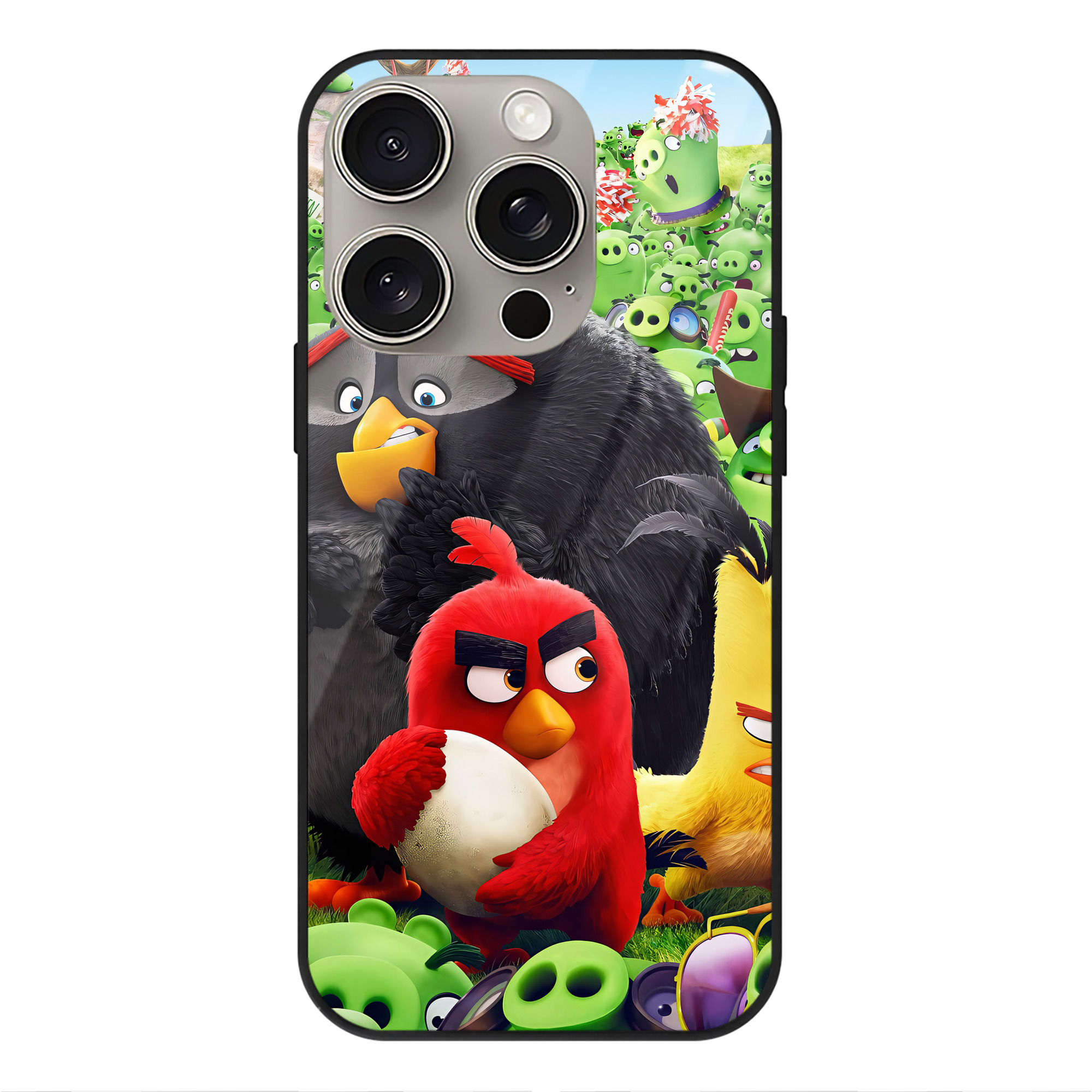 （画像用） Angry Birds アングリーバード 【iPhone15Pro対応】スマホケース 耐衝撃＆黄変防止 背面ガラス