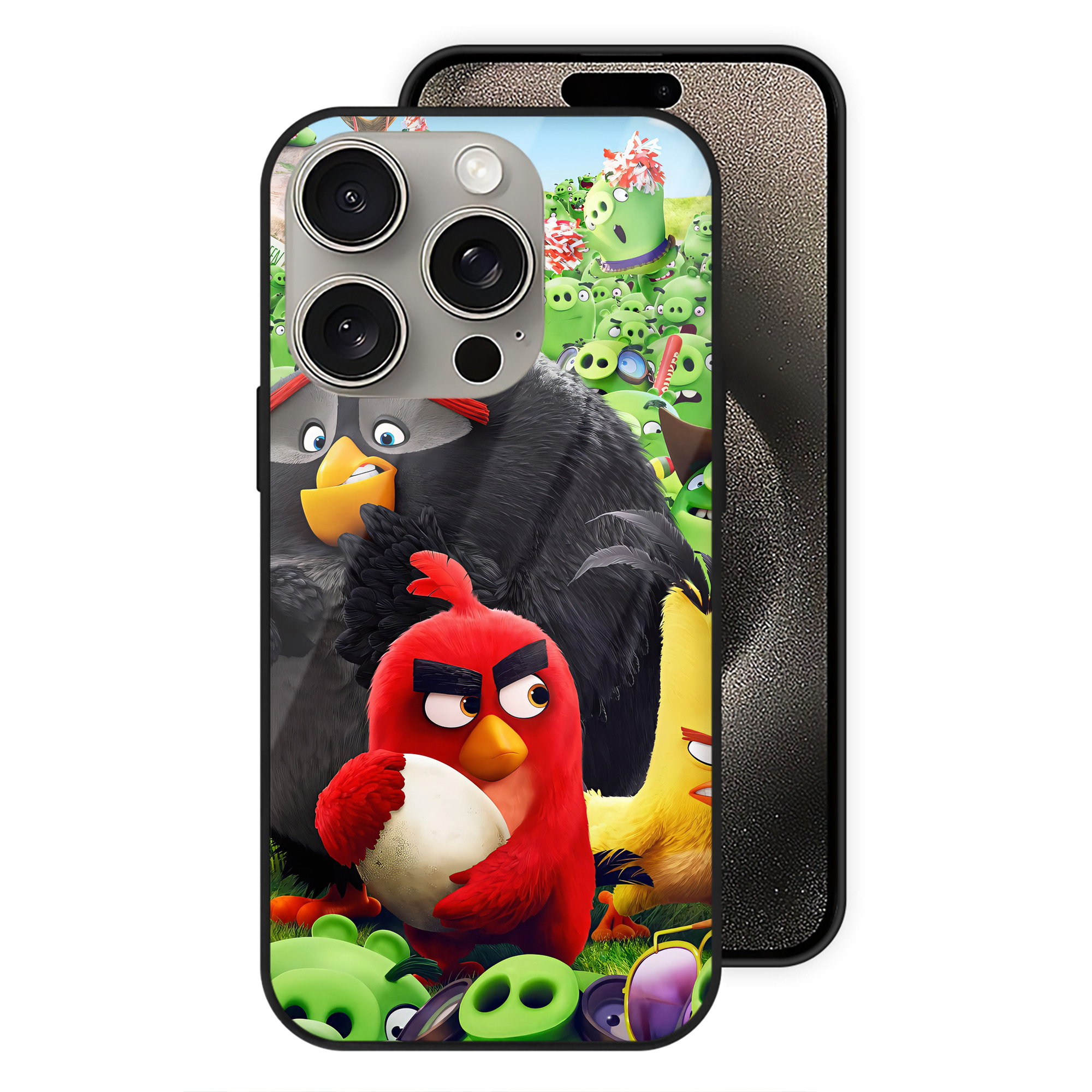 （画像用） Angry Birds アングリーバード 【iPhone15Pro対応】スマホケース 耐衝撃＆黄変防止 背面ガラス
