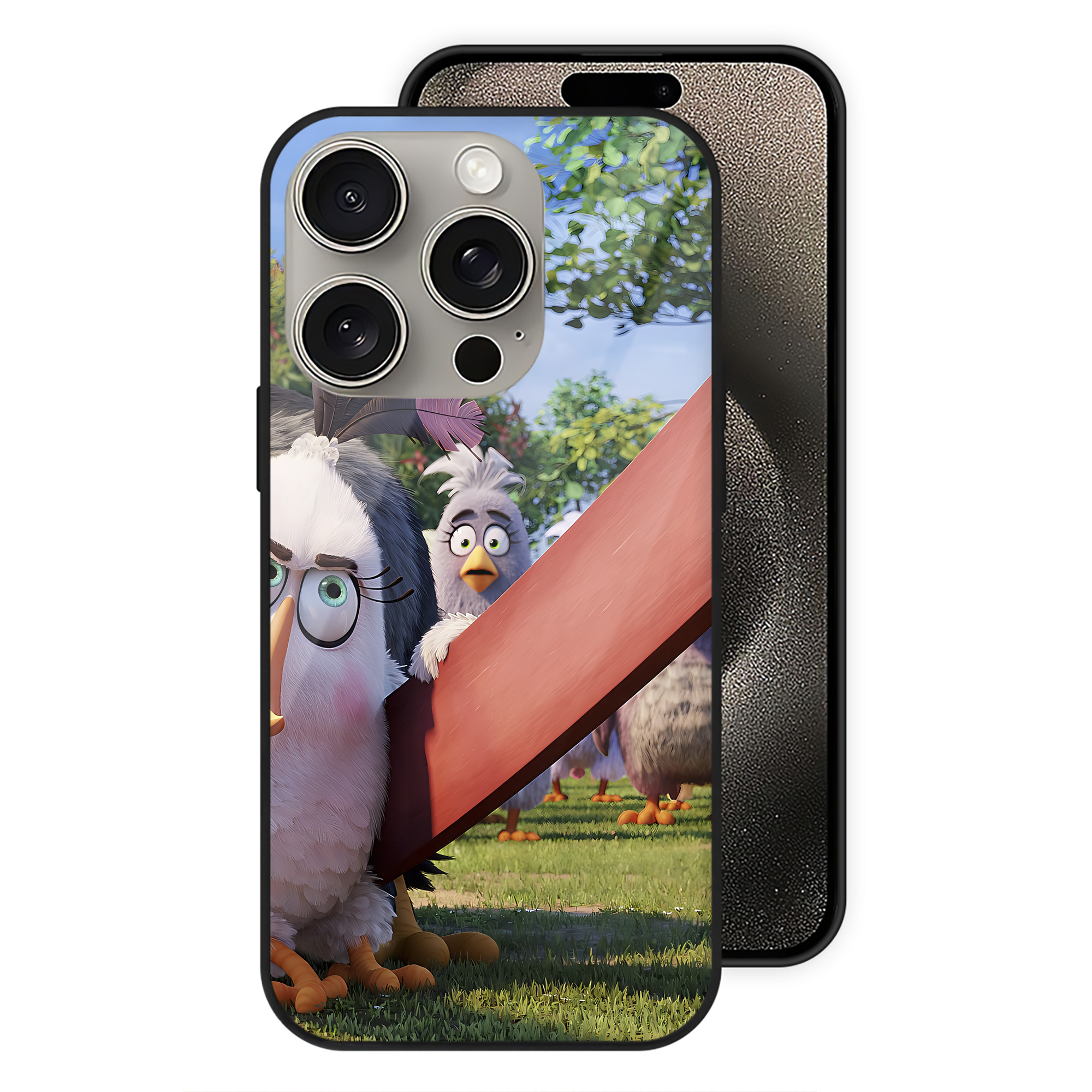 （画像用） Angry Birds アングリーバード 【iPhone15Pro対応】スマホケース 耐衝撃＆黄変防止 背面ガラス