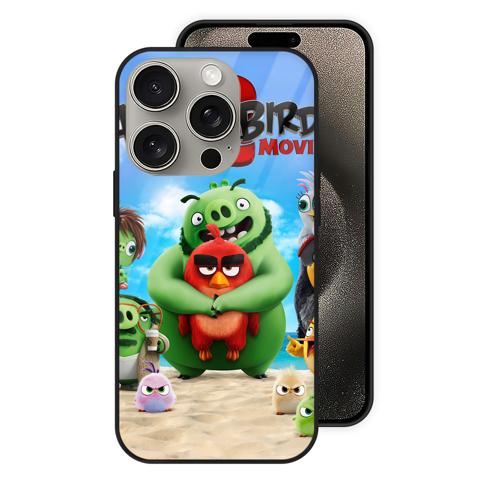 （画像用） Angry Birds アングリーバード 【iPhone15Pro対応】スマホケース 耐衝撃＆黄変防止 背面ガラス