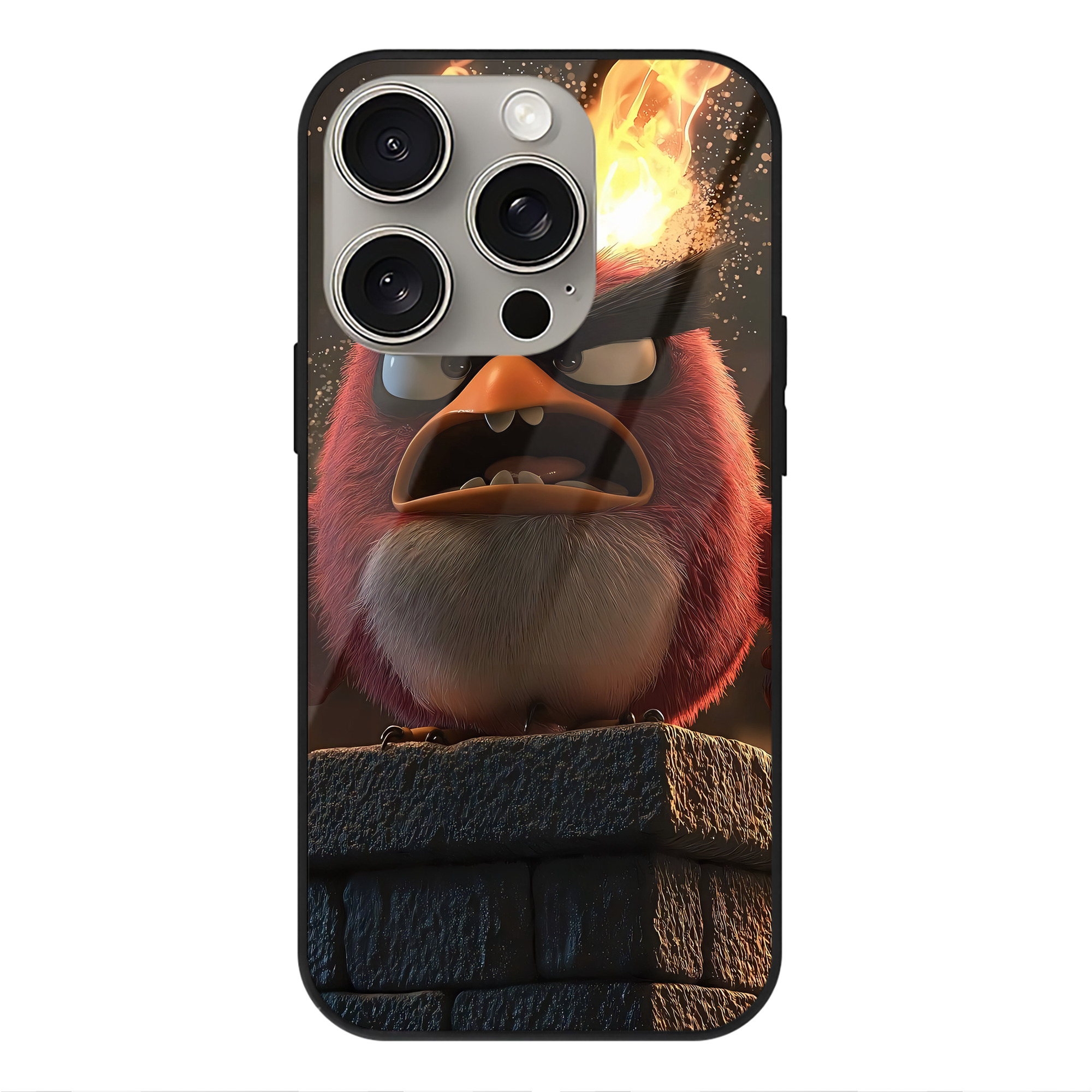 （画像用） Angry Birds アングリーバード 【iPhone15Pro対応】スマホケース 耐衝撃＆黄変防止 背面ガラス