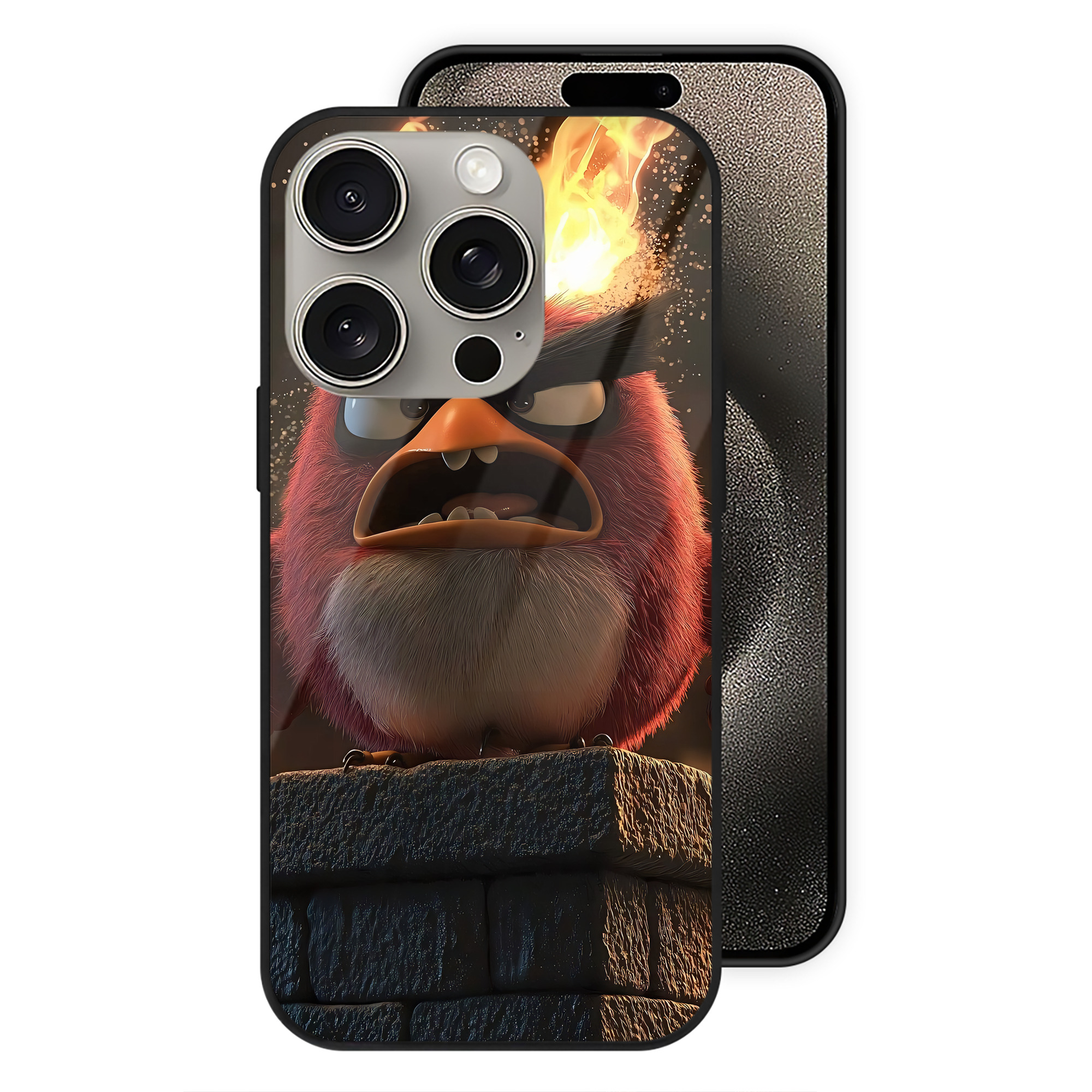 （画像用） Angry Birds アングリーバード 【iPhone15Pro対応】スマホケース 耐衝撃＆黄変防止 背面ガラス